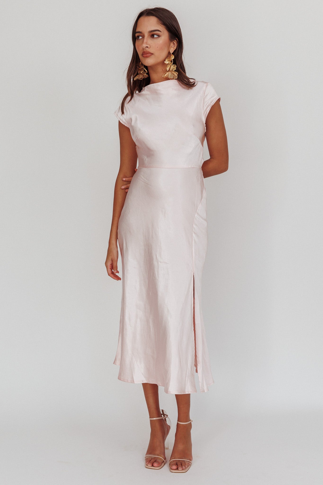 Lucinda Twist Back Midi Dress Blush by Selfie Leslie Australia