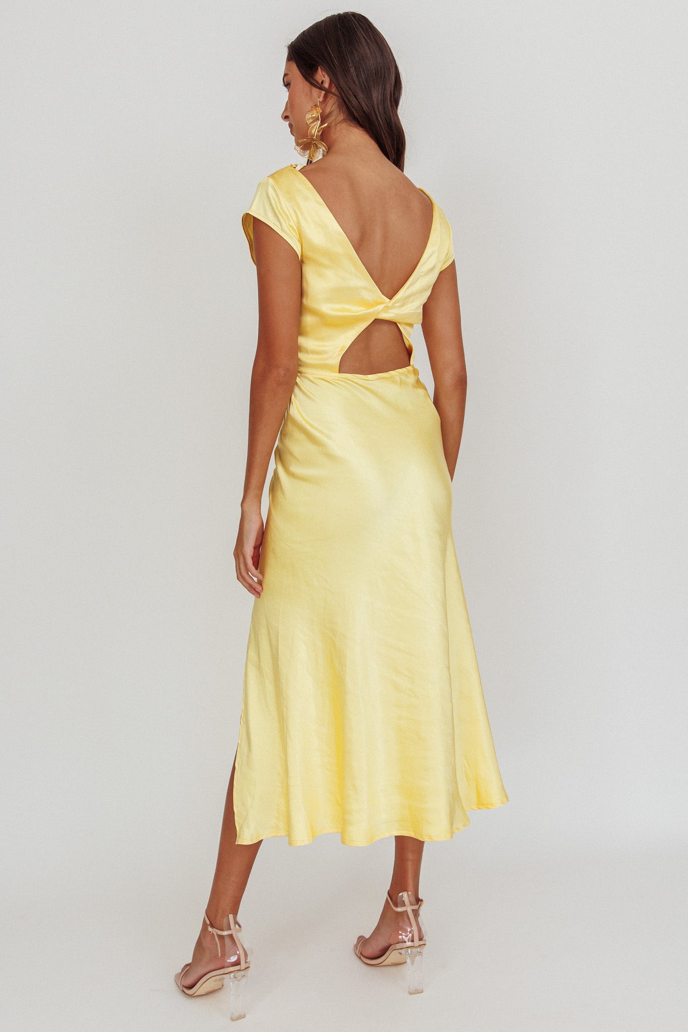 Lucinda Twist Back Midi Dress Butter by Selfie Leslie Australia