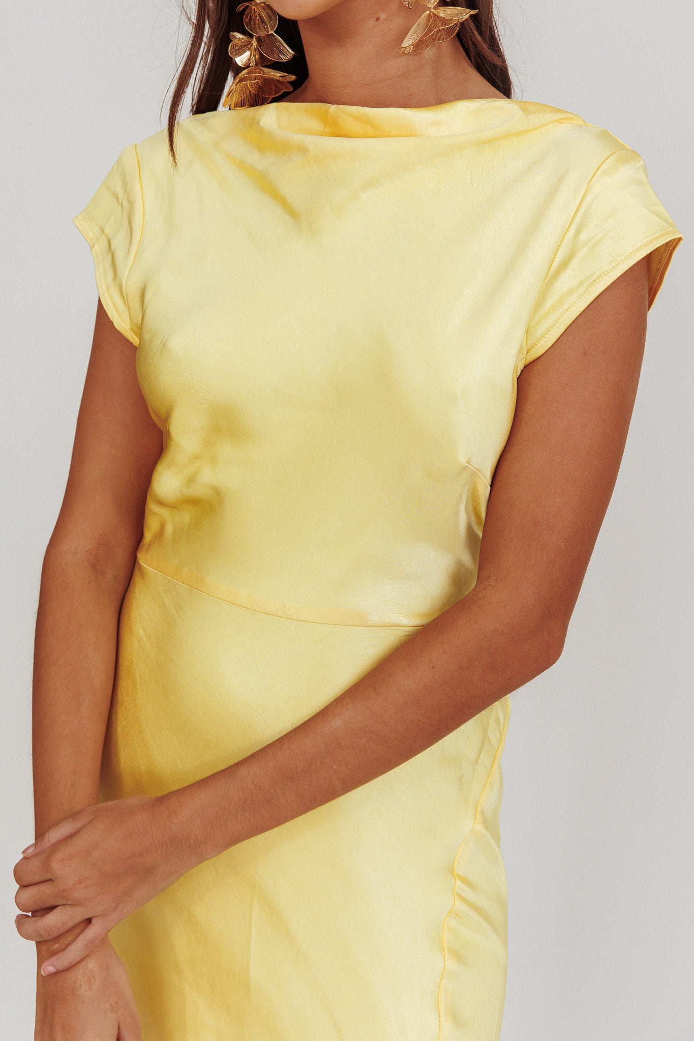 Lucinda Twist Back Midi Dress Butter by Selfie Leslie Australia