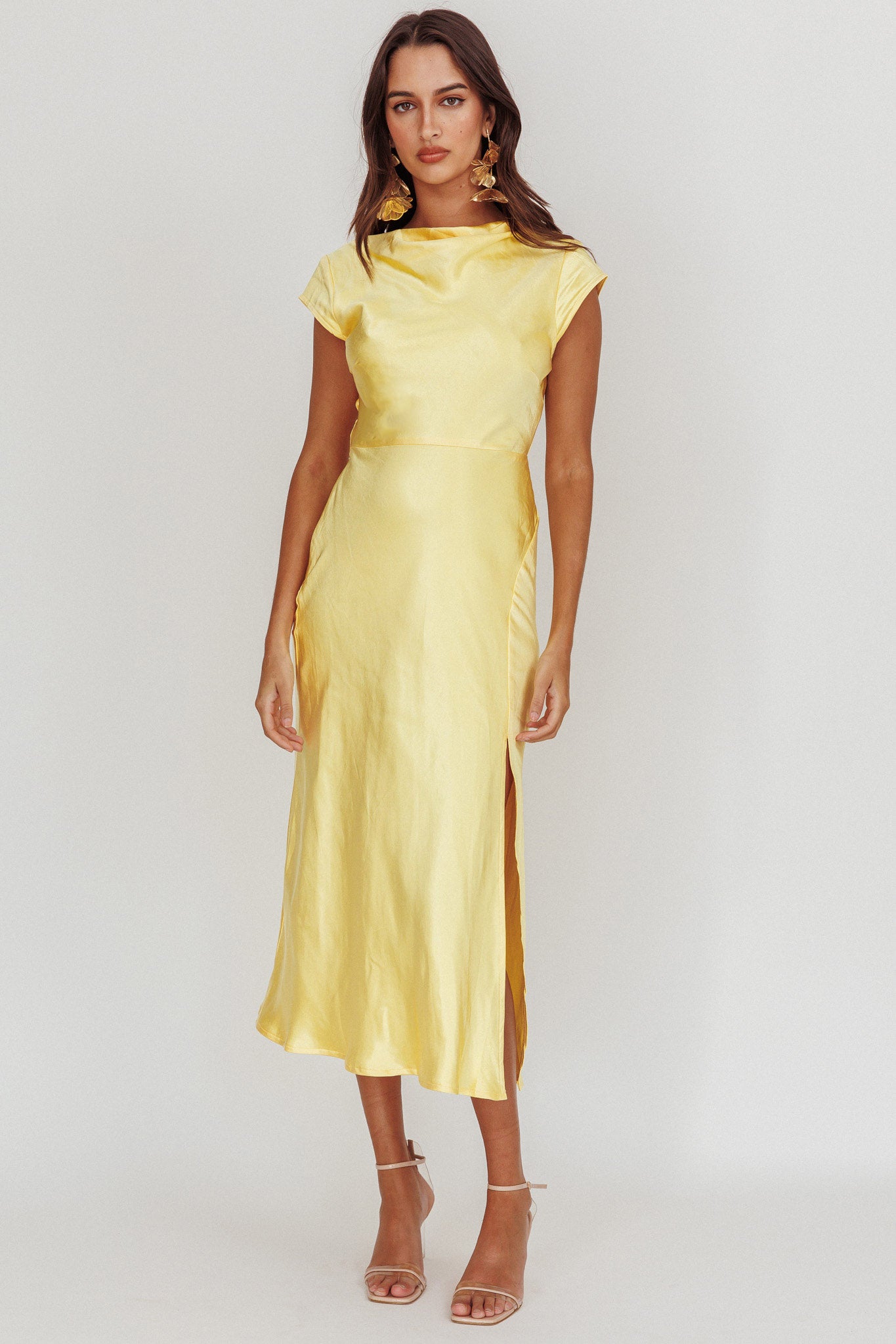 Lucinda Twist Back Midi Dress Butter by Selfie Leslie Australia