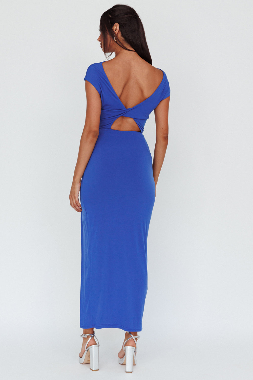 Lucinda Cap Sleeve Ruched Midi Dress Blue by Selfie Leslie Australia