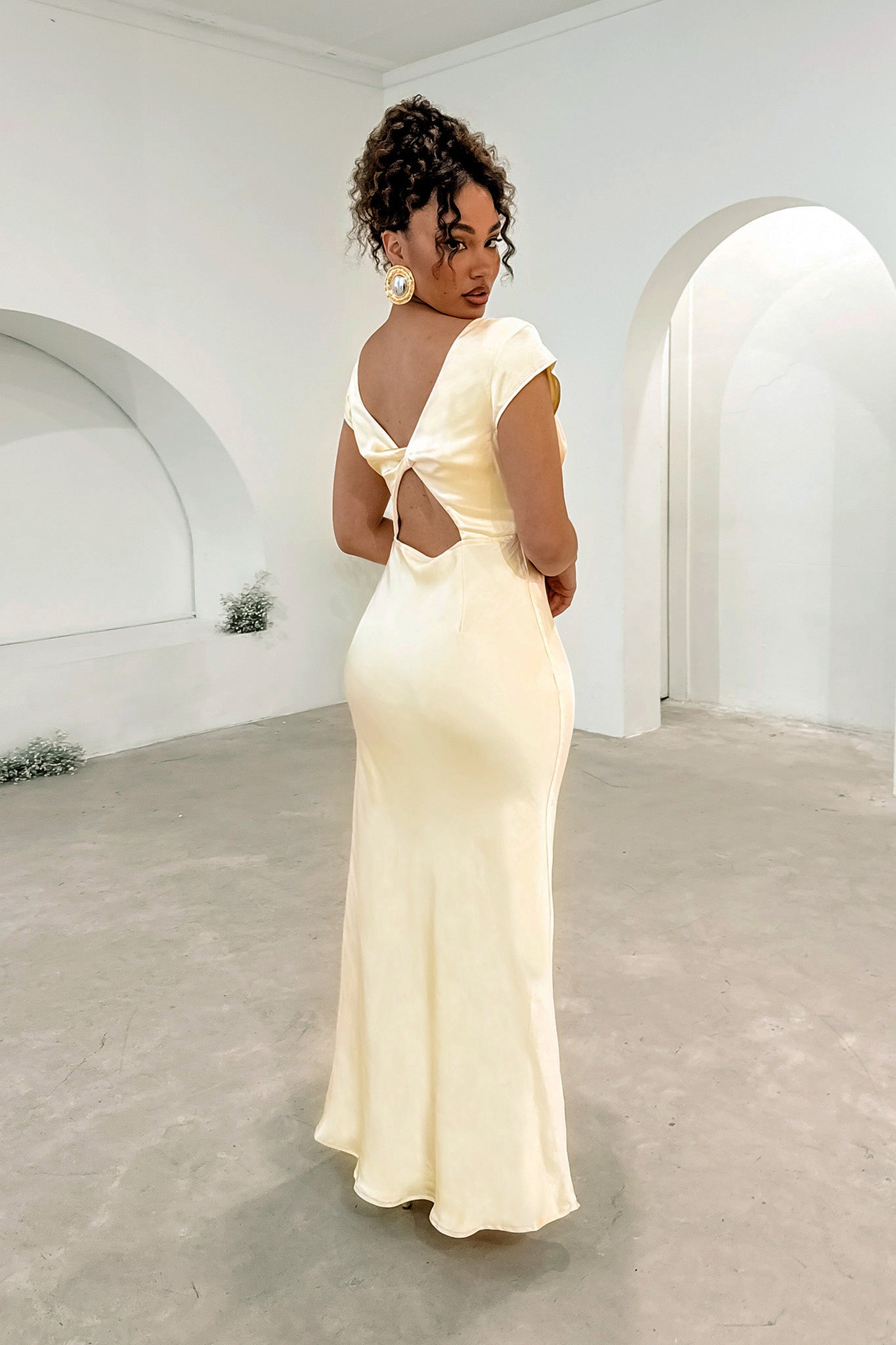 Lucinda V-Neck Twist Back Midi Dress Yellow by Selfie Leslie Australia