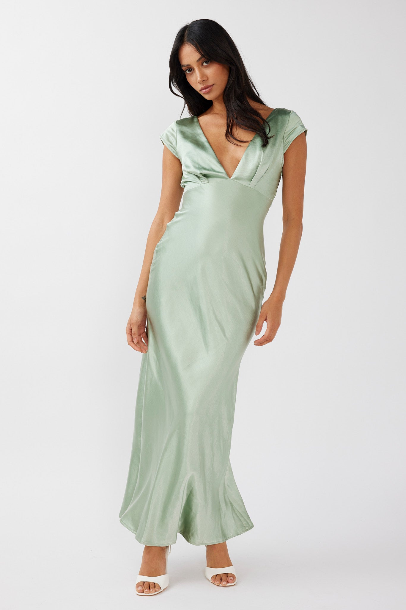 Lucinda V-Neck Twist Back Midi Dress Sage by Selfie Leslie Australia