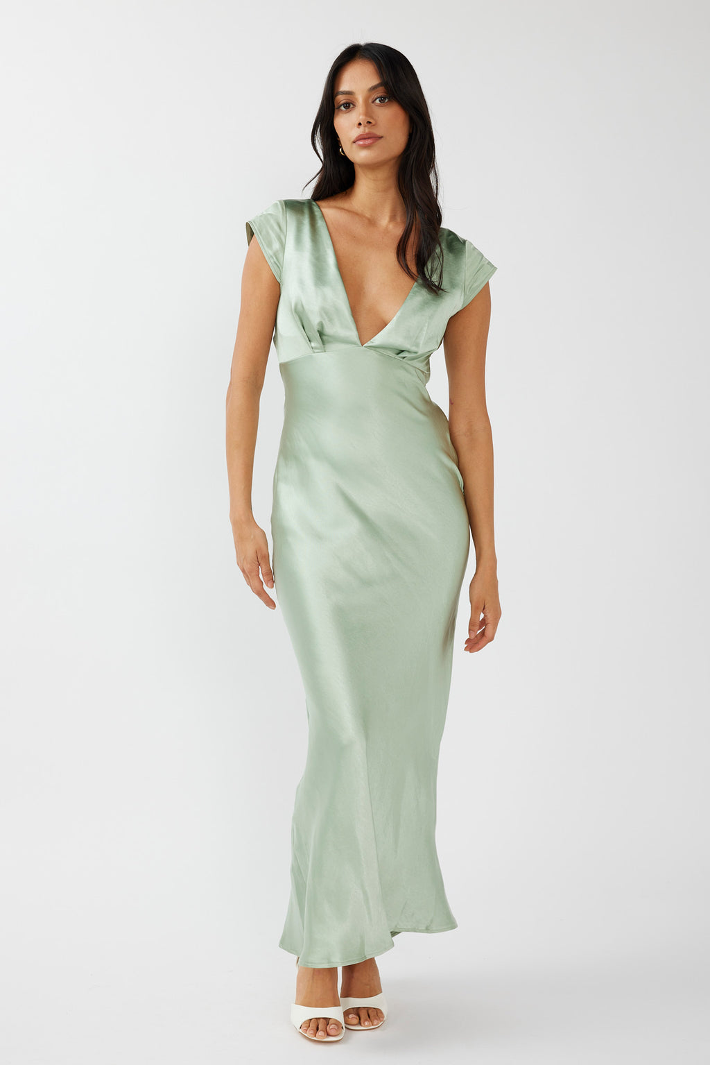 Lucinda V-Neck Twist Back Midi Dress Sage by Selfie Leslie Australia