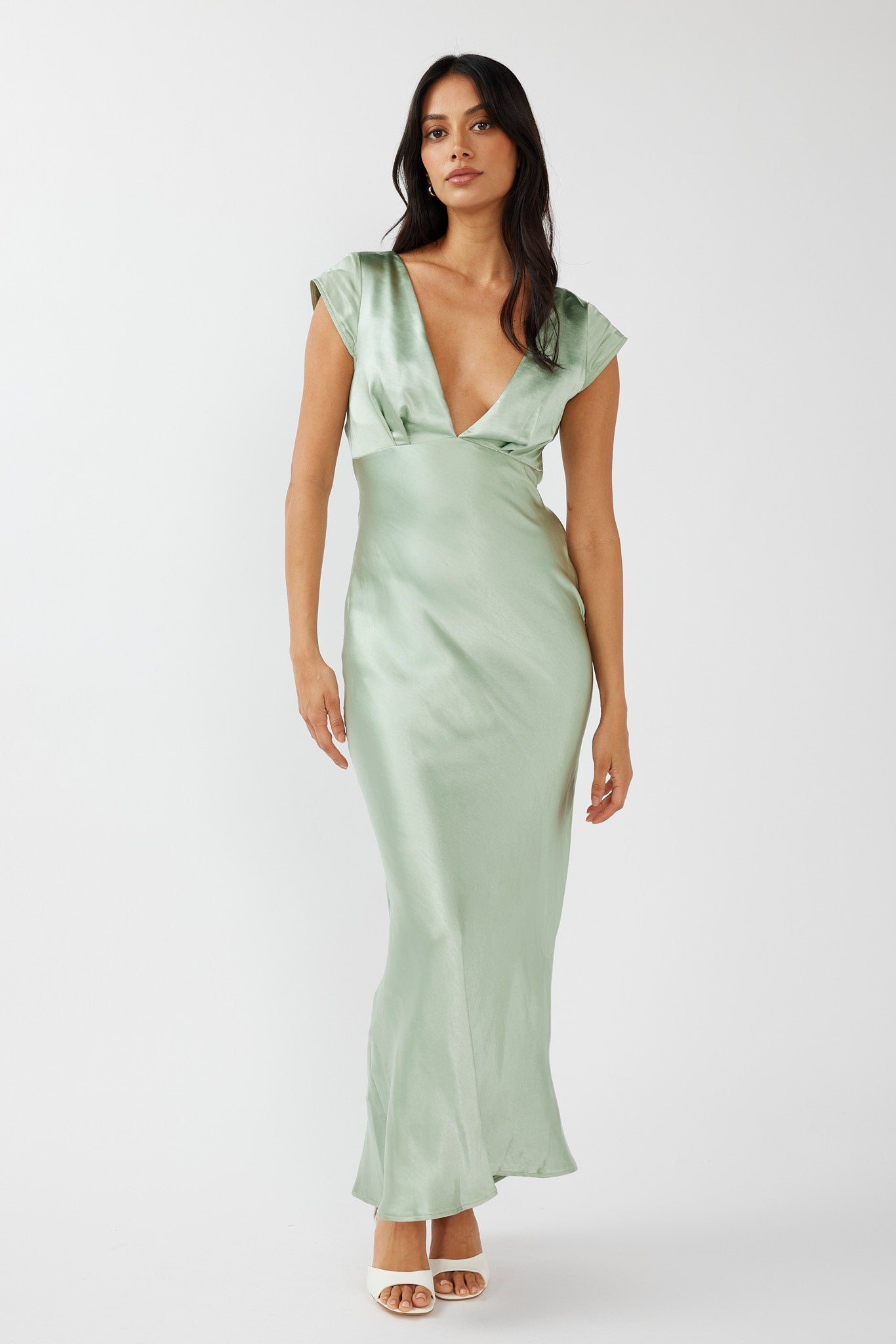 Lucinda V-Neck Twist Back Midi Dress Sage by Selfie Leslie Australia