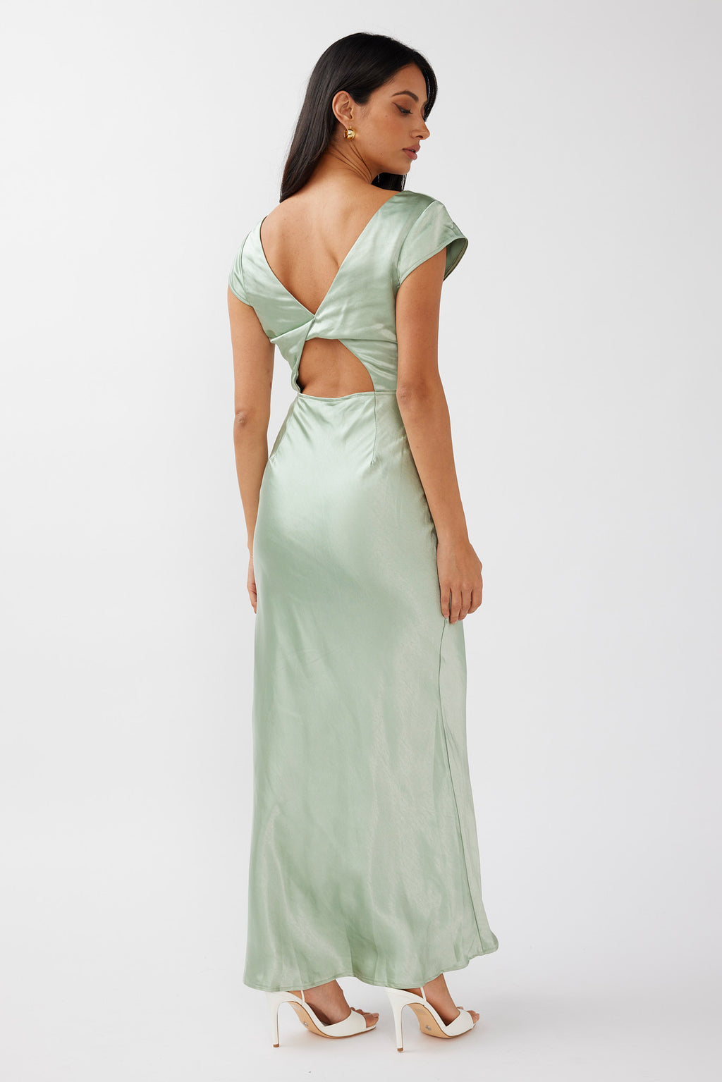 Lucinda V-Neck Twist Back Midi Dress Sage by Selfie Leslie Australia