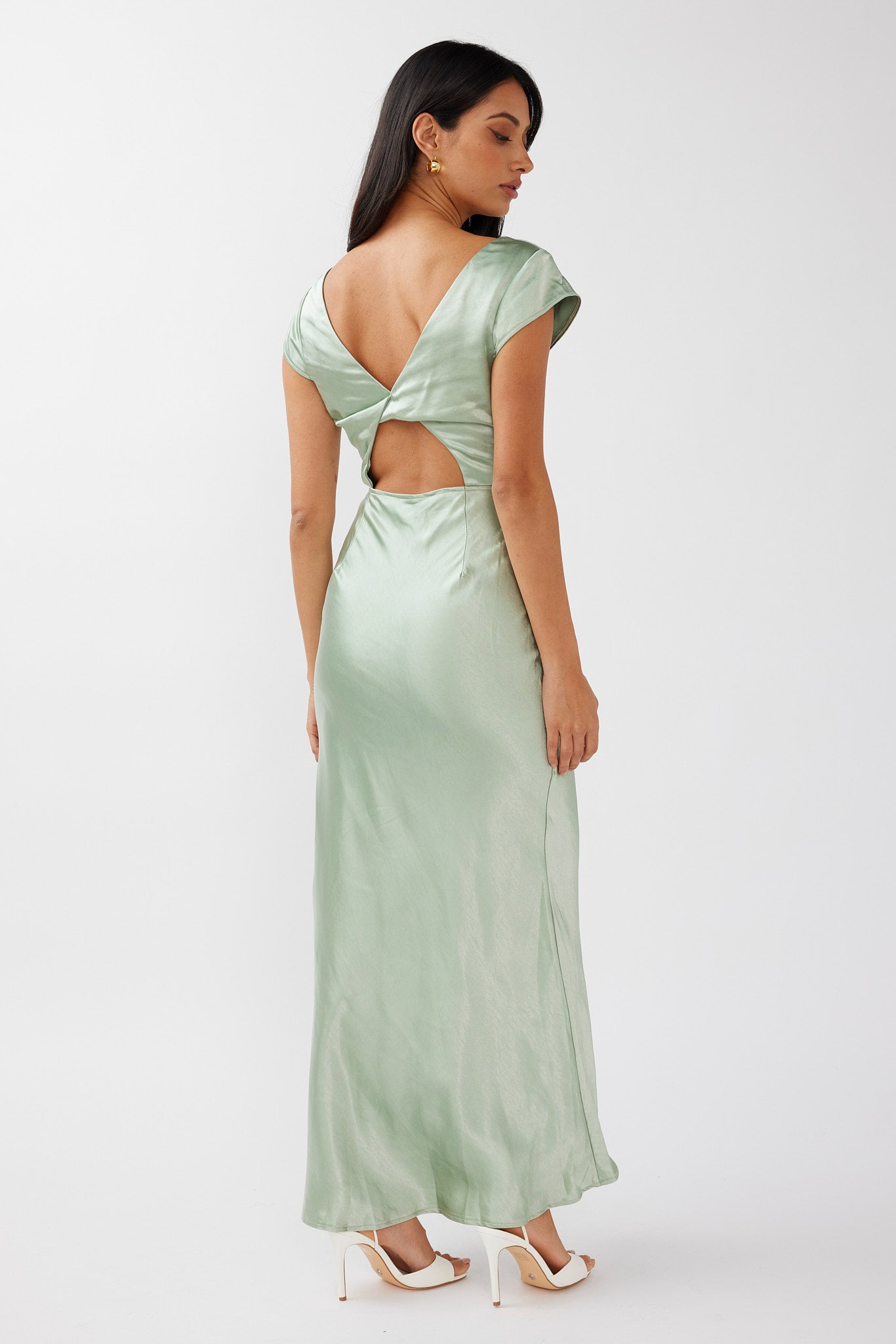 Lucinda V-Neck Twist Back Midi Dress Sage by Selfie Leslie Australia