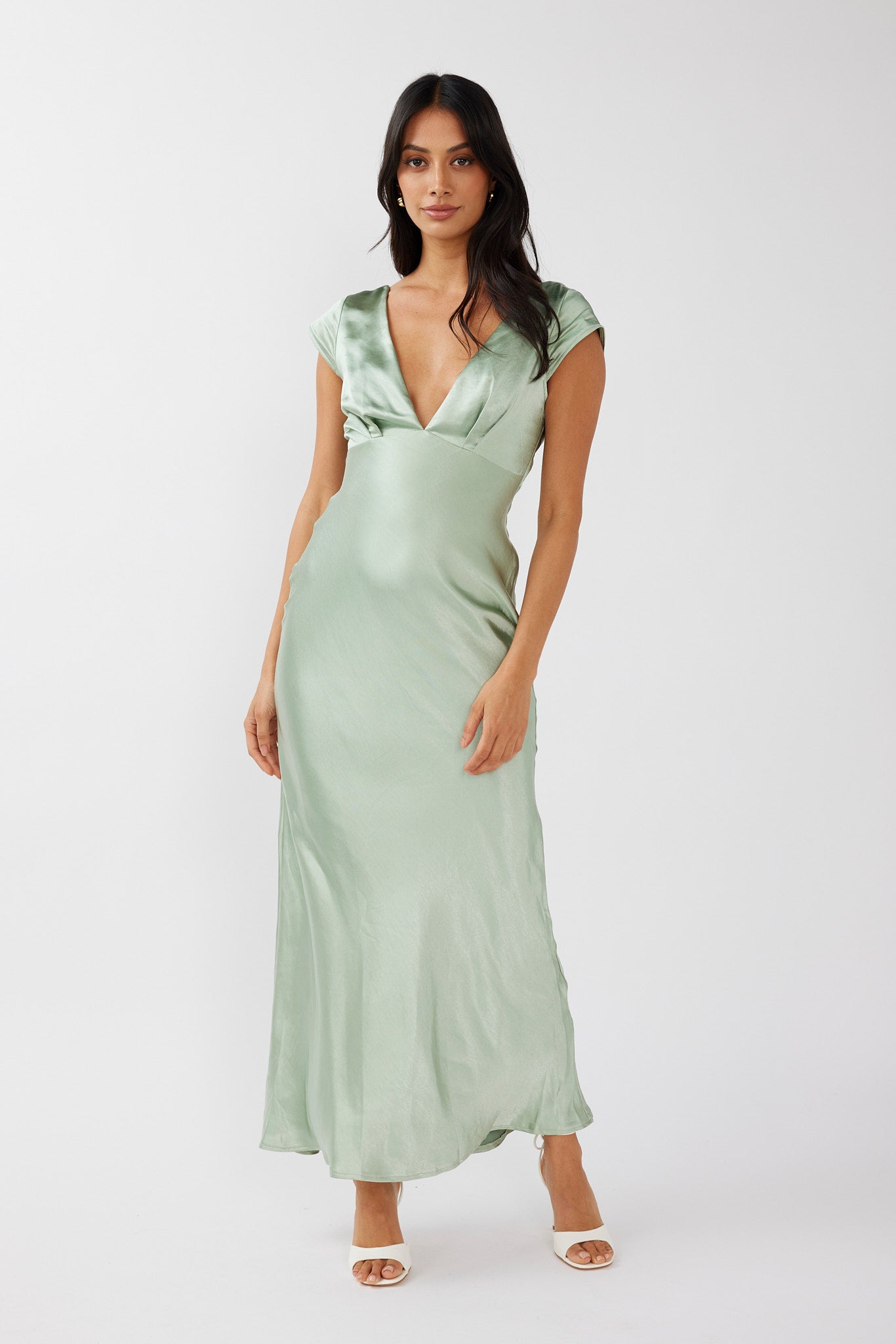 Lucinda V-Neck Twist Back Midi Dress Sage by Selfie Leslie Australia