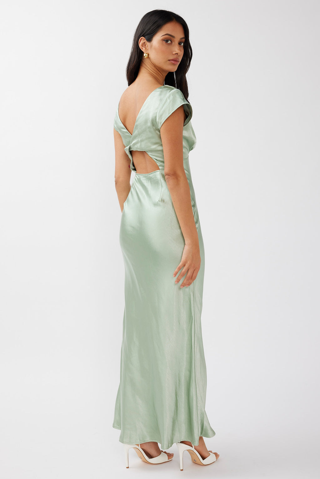 Lucinda V-Neck Twist Back Midi Dress Sage by Selfie Leslie Australia