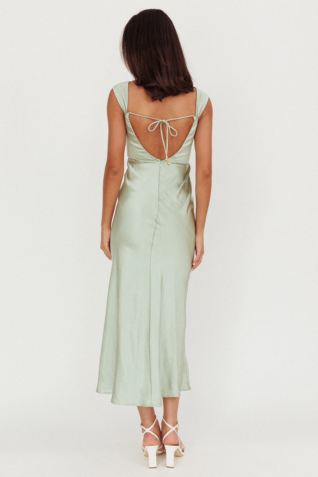 Lucinda Off-Shoulder V-Back Dress Sage by Selfie Leslie Australia