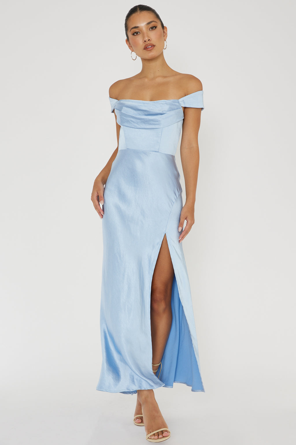 Lucinda Off-Shoulder V-Back Dress Blue by Selfie Leslie Australia