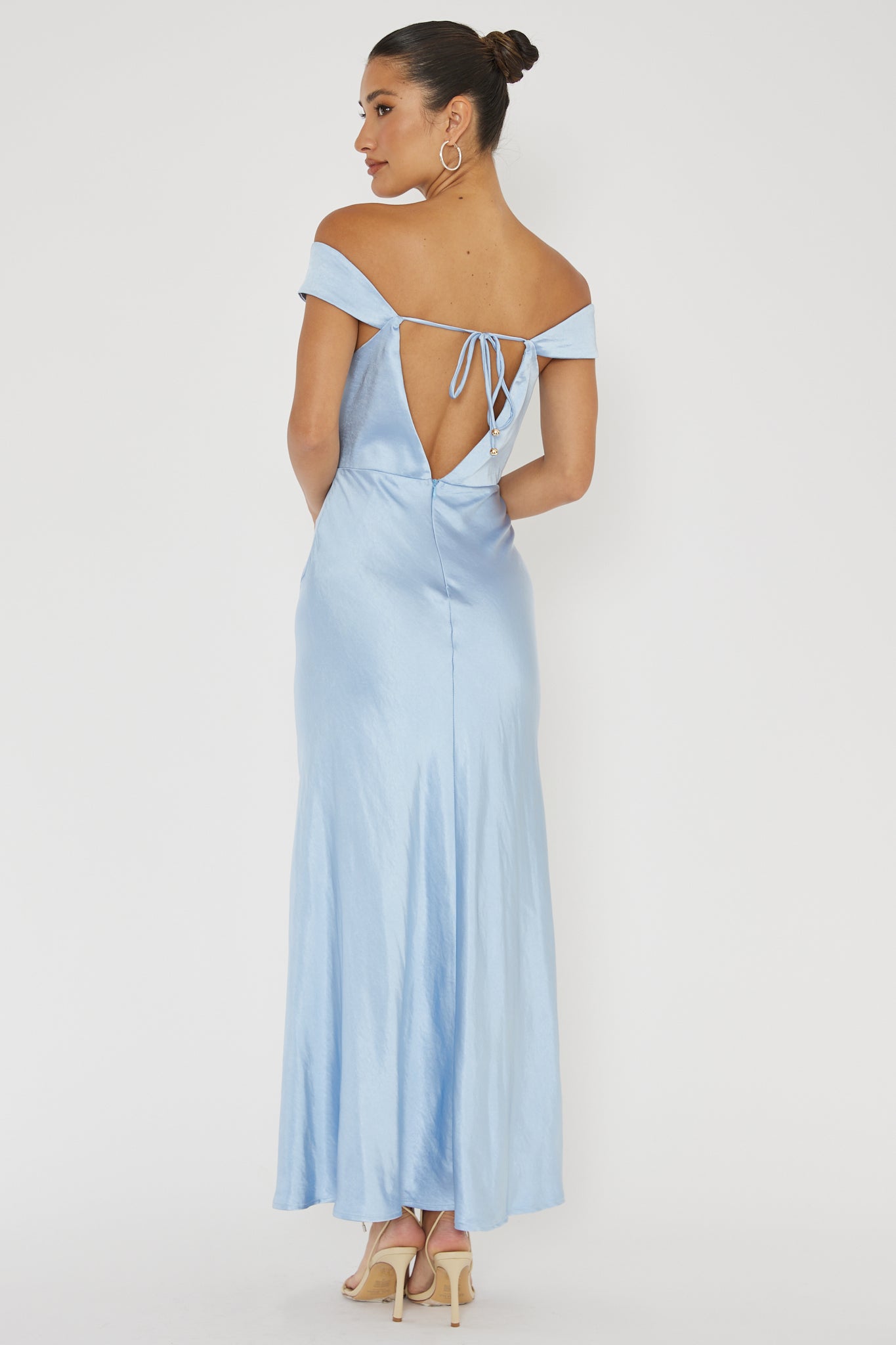 Lucinda Off-Shoulder V-Back Dress Blue by Selfie Leslie Australia