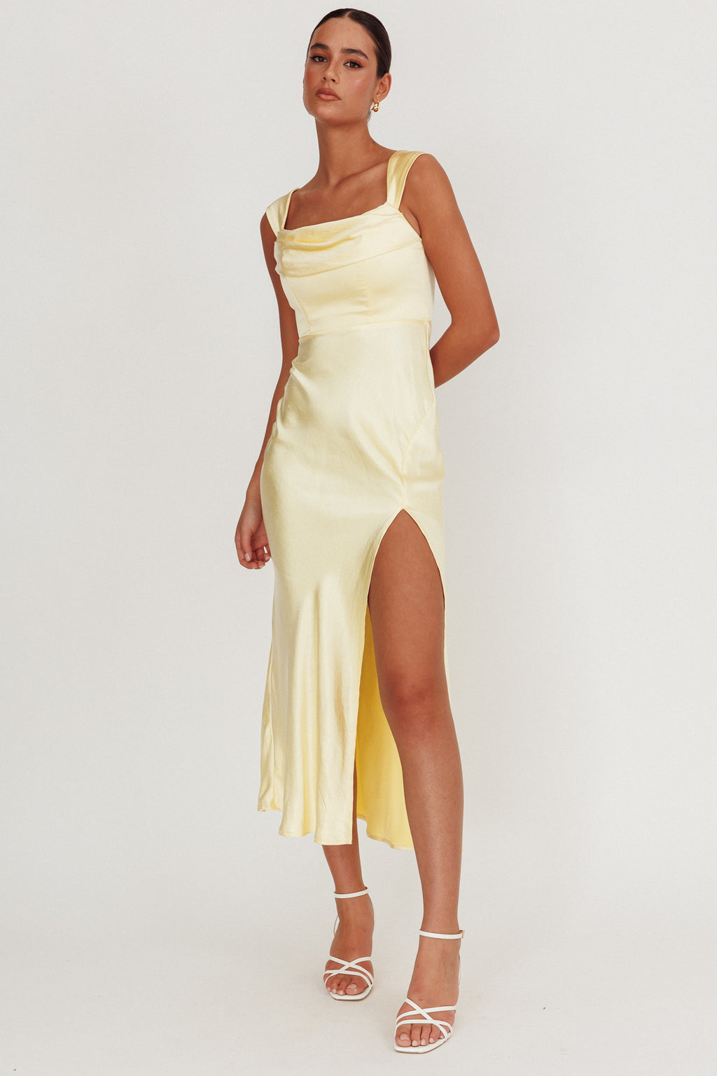 Lucinda Off-Shoulder V-Back Dress Butter by Selfie Leslie Australia