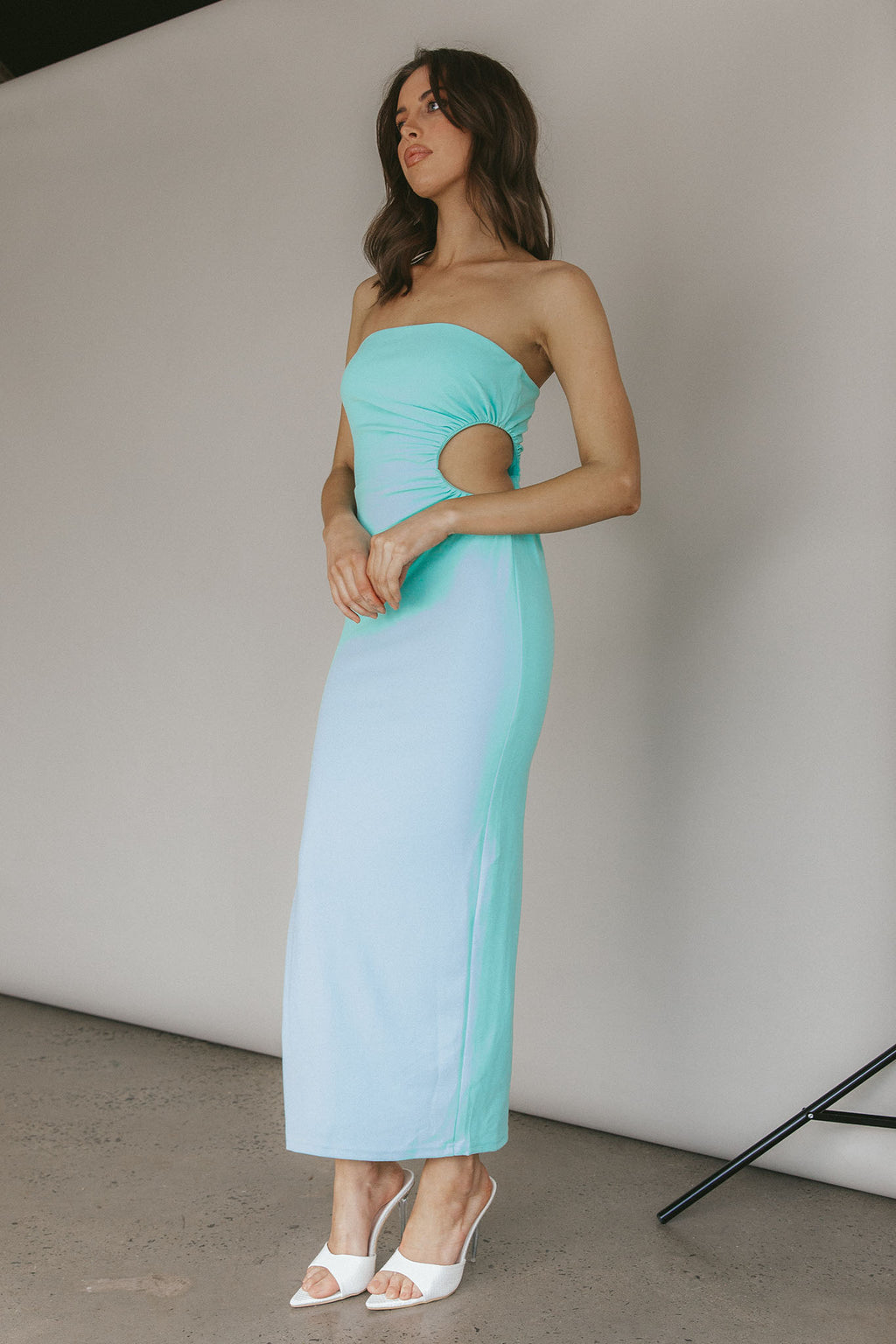 Taking Bets Strapless Cut-Out Midi Dress Mint by Selfie Leslie Australia