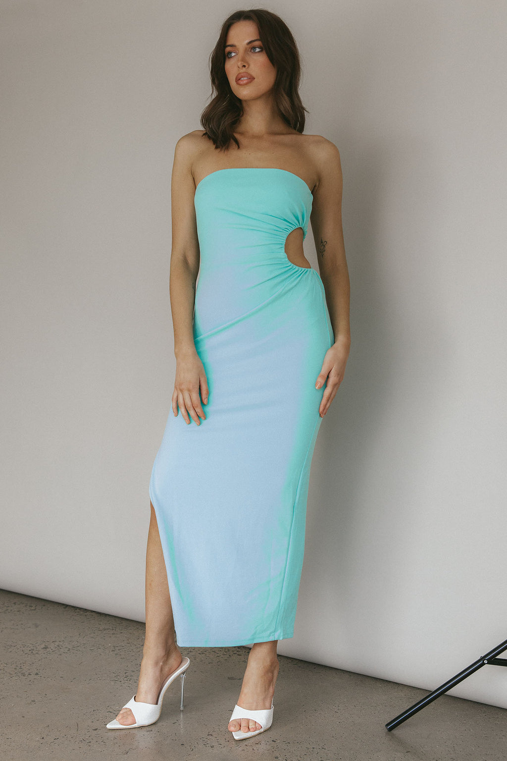 Taking Bets Strapless Cut-Out Midi Dress Mint by Selfie Leslie Australia