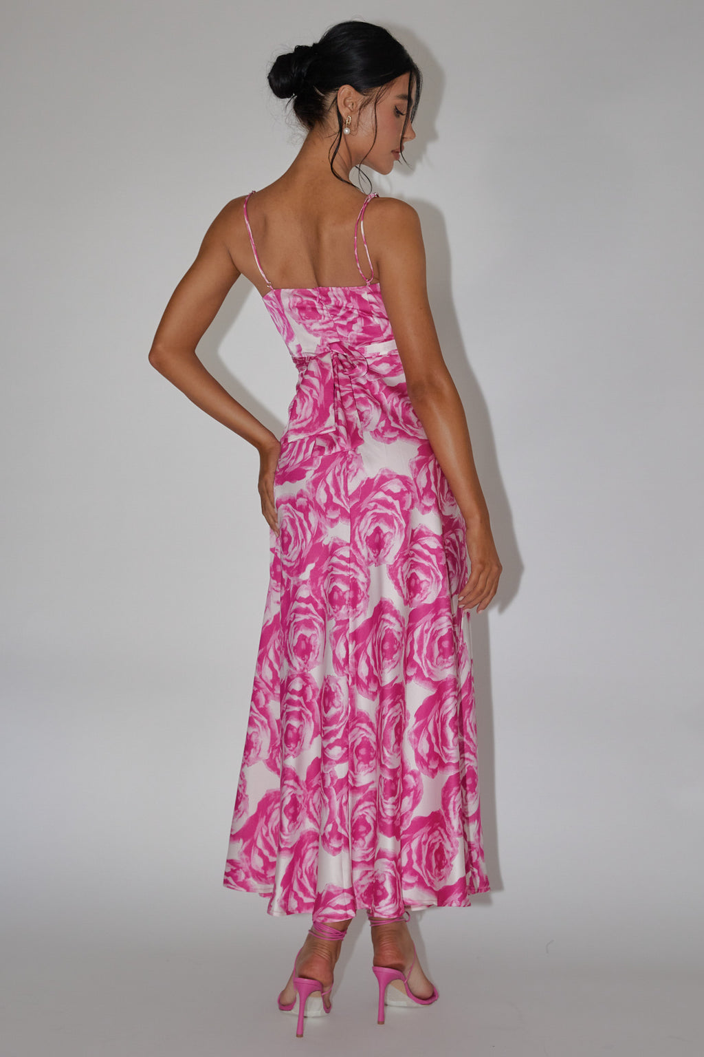 Twin Flame Drawstring Bust Midi Dress Floral Pink by Selfie Leslie Australia