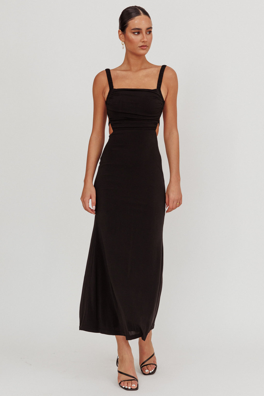 Dream Crush Lace-Up Back Maxi Dress Black by Selfie Leslie Australia