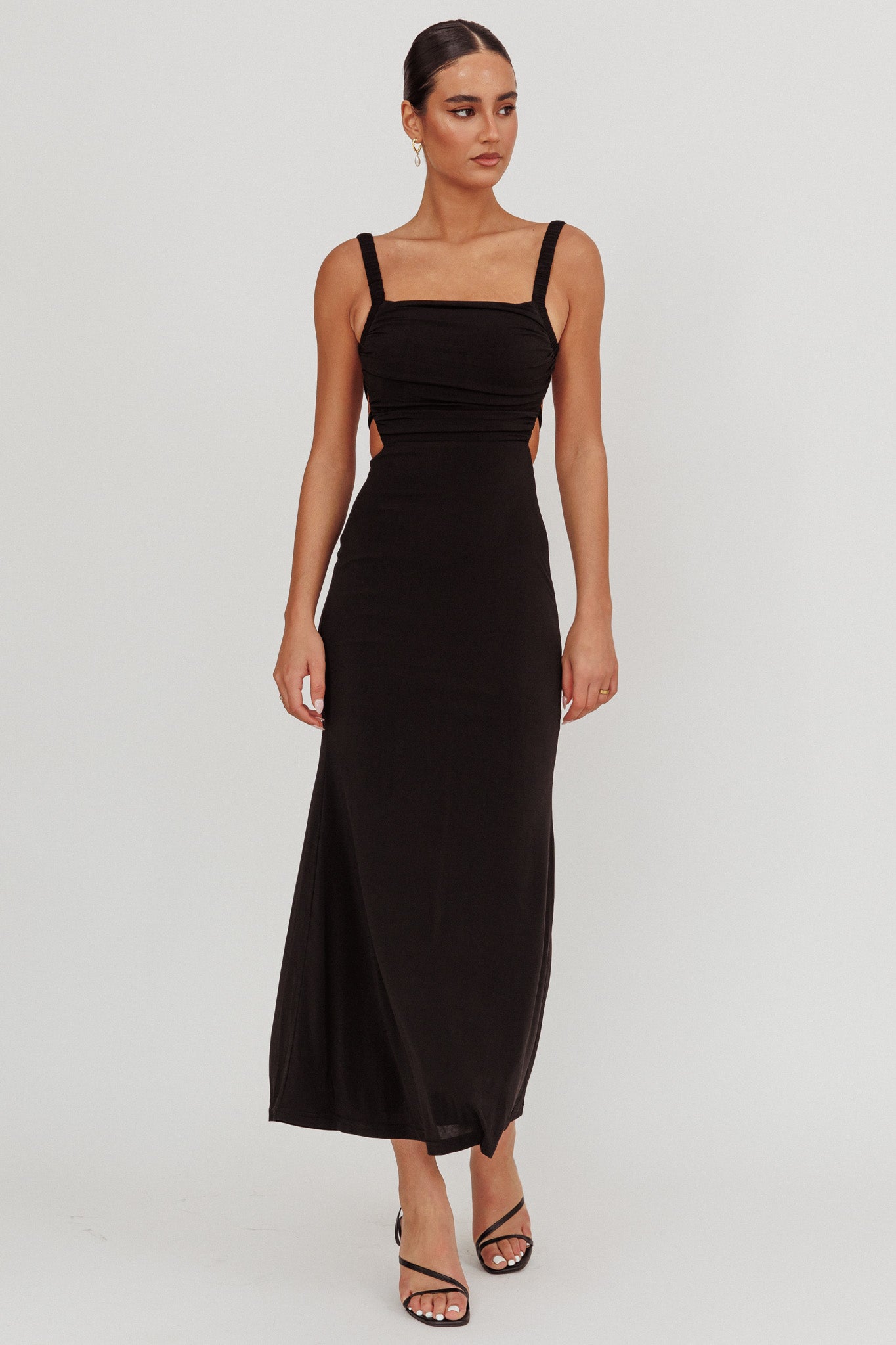 Dream Crush Lace-Up Back Maxi Dress Black by Selfie Leslie Australia