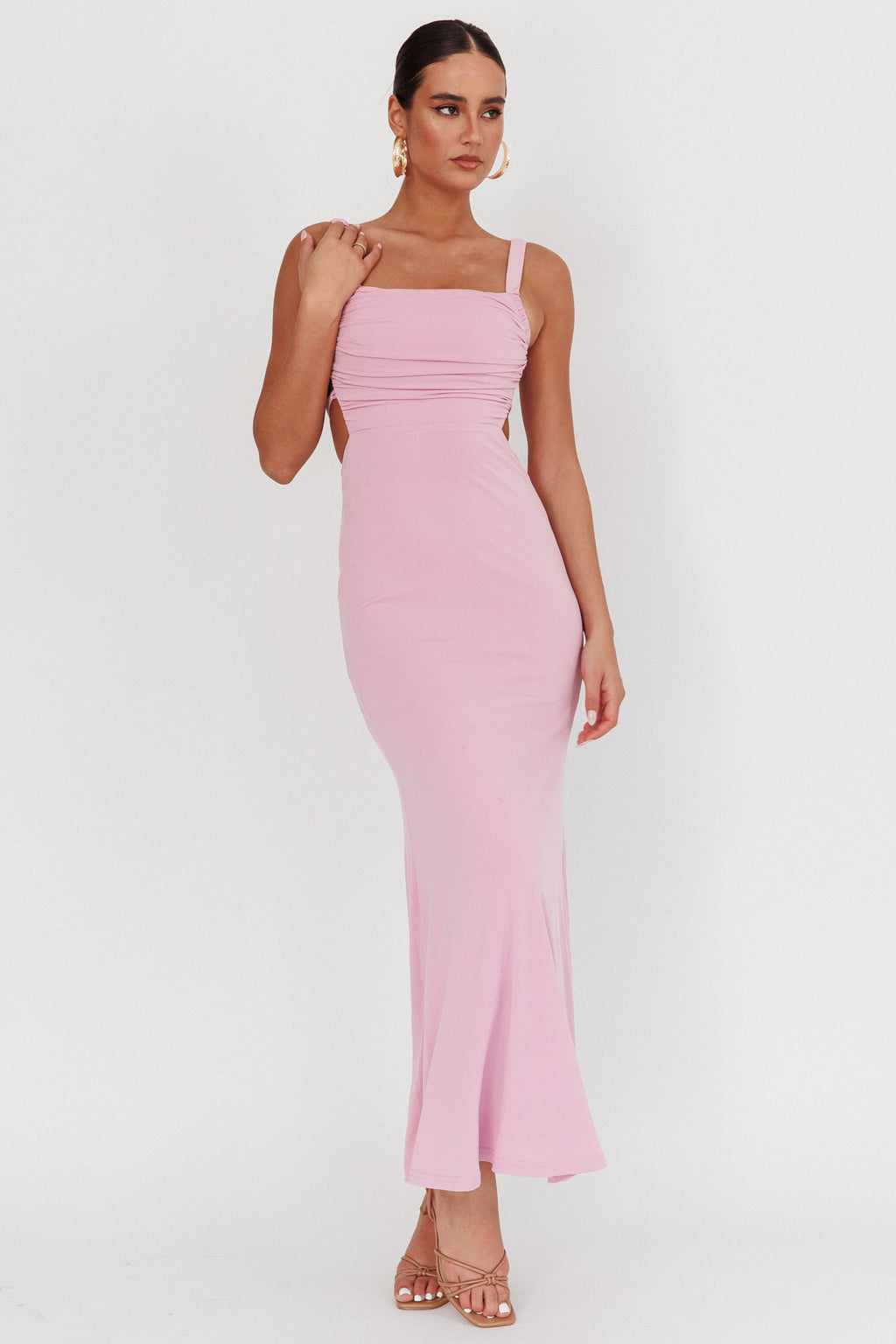 Dream Crush Lace-Up Back Maxi Dress Lilac by Selfie Leslie Australia