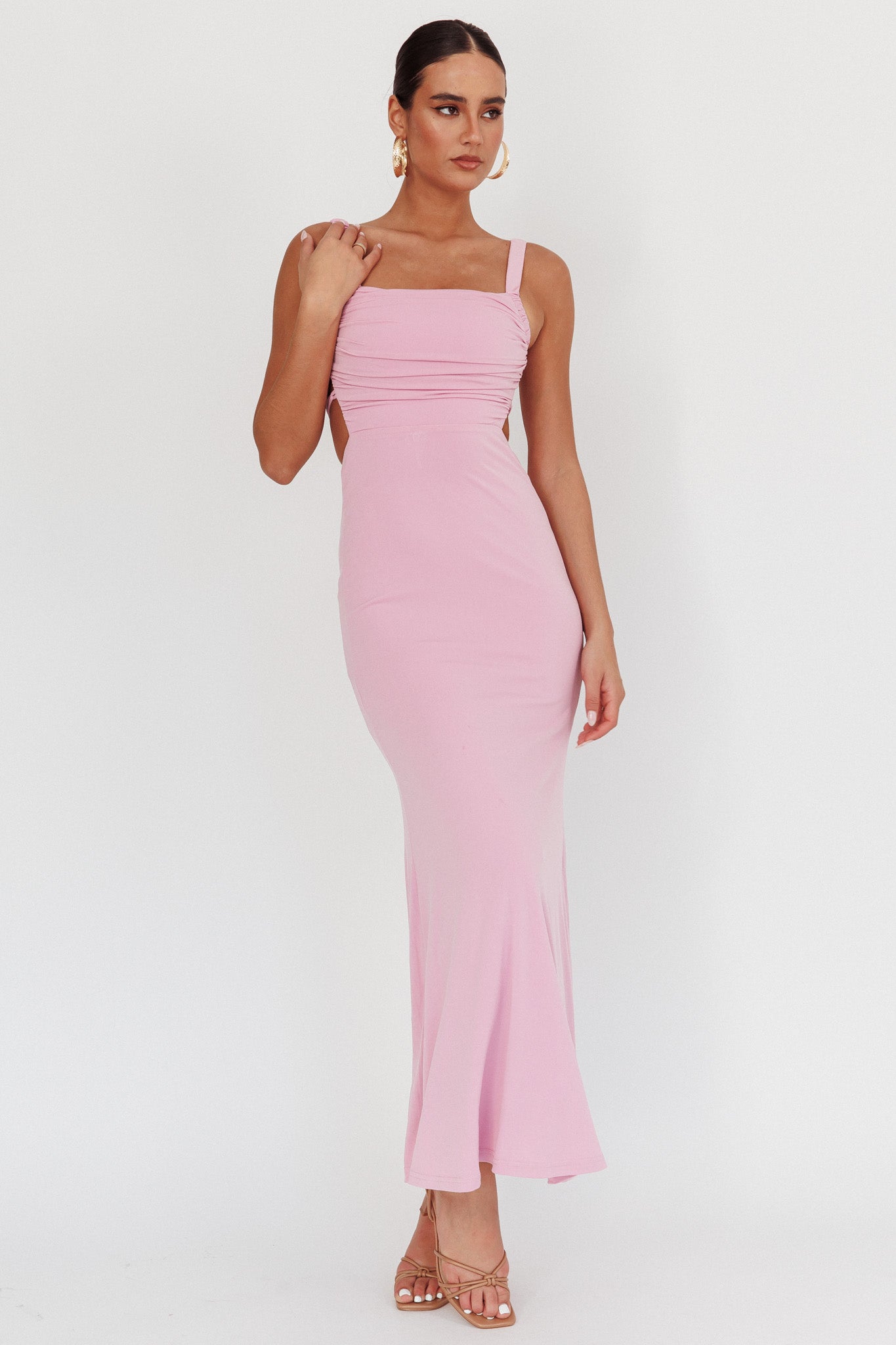 Dream Crush Lace-Up Back Maxi Dress Lilac by Selfie Leslie Australia
