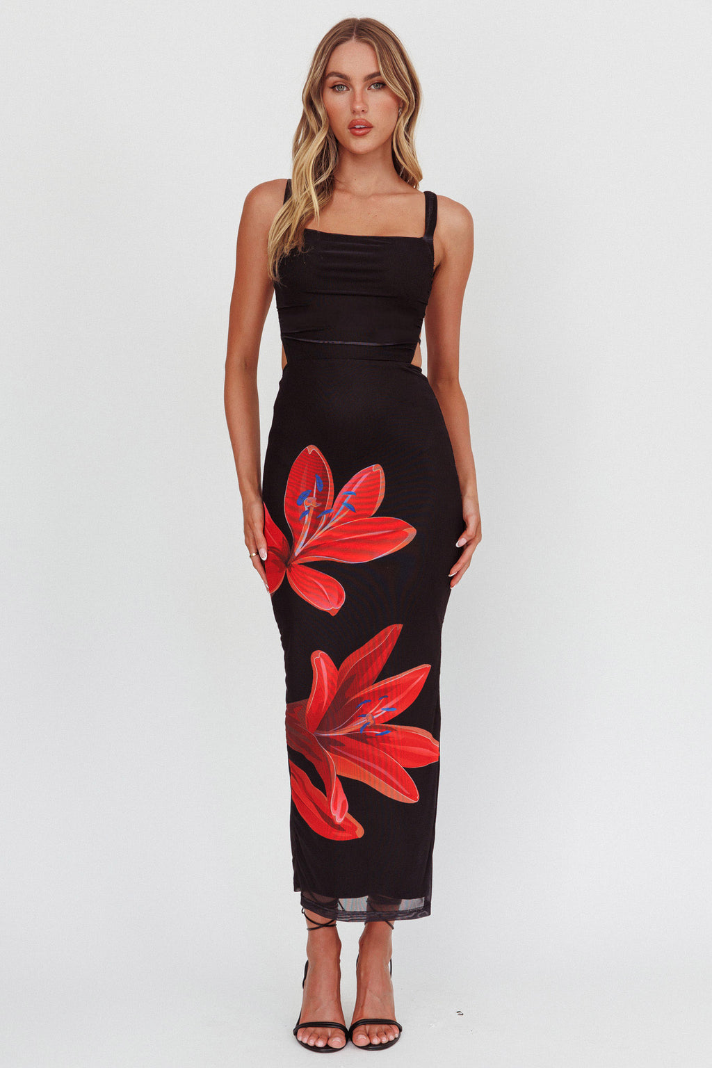 Dream Crush Lace-Up Back Maxi Dress Lily Black by Selfie Leslie Australia