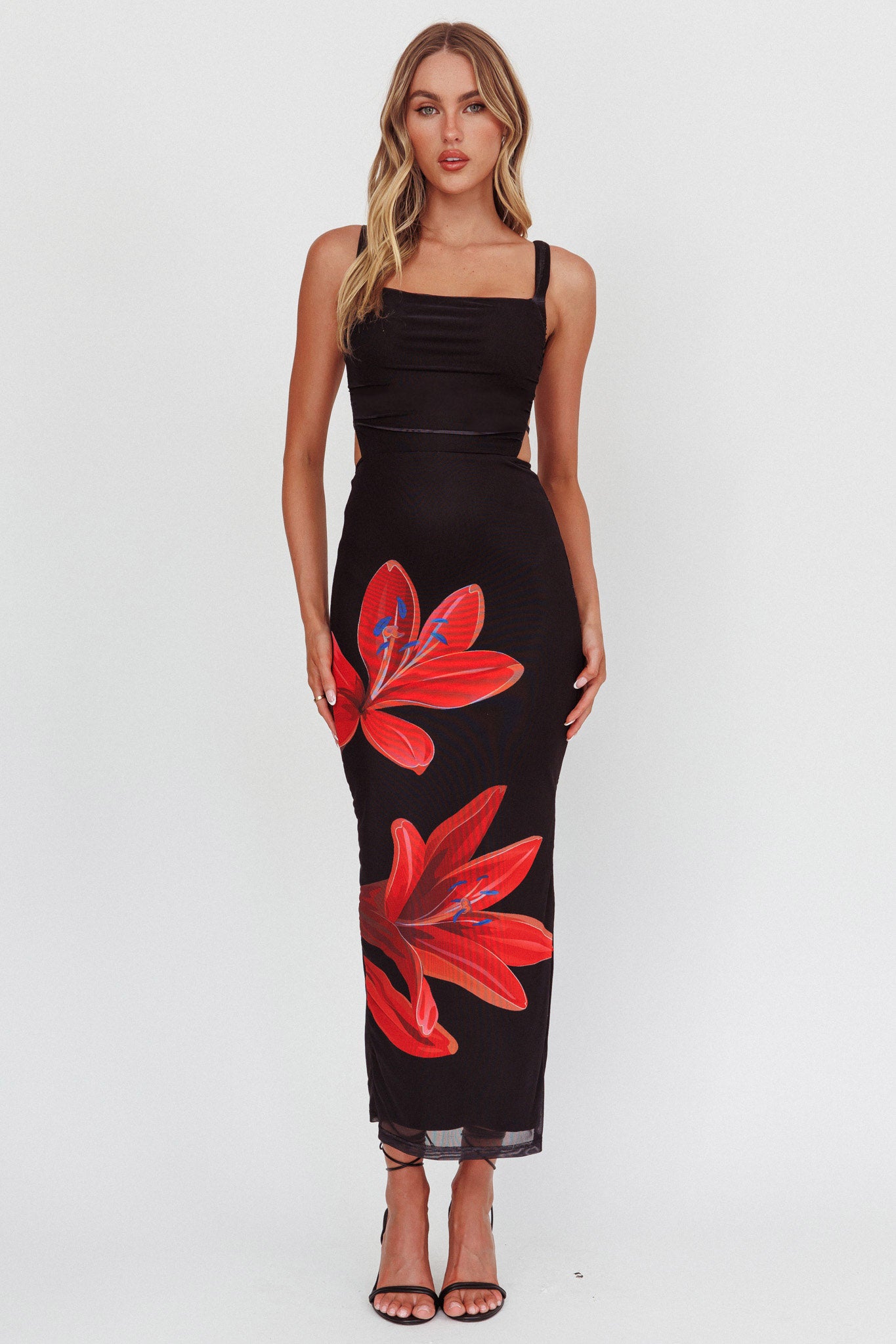 Dream Crush Lace-Up Back Maxi Dress Lily Black by Selfie Leslie Australia