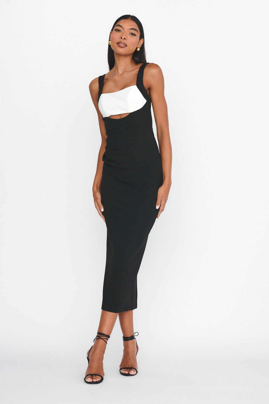 Move Maker Cut-Out Midi Dress Black by Selfie Leslie Australia