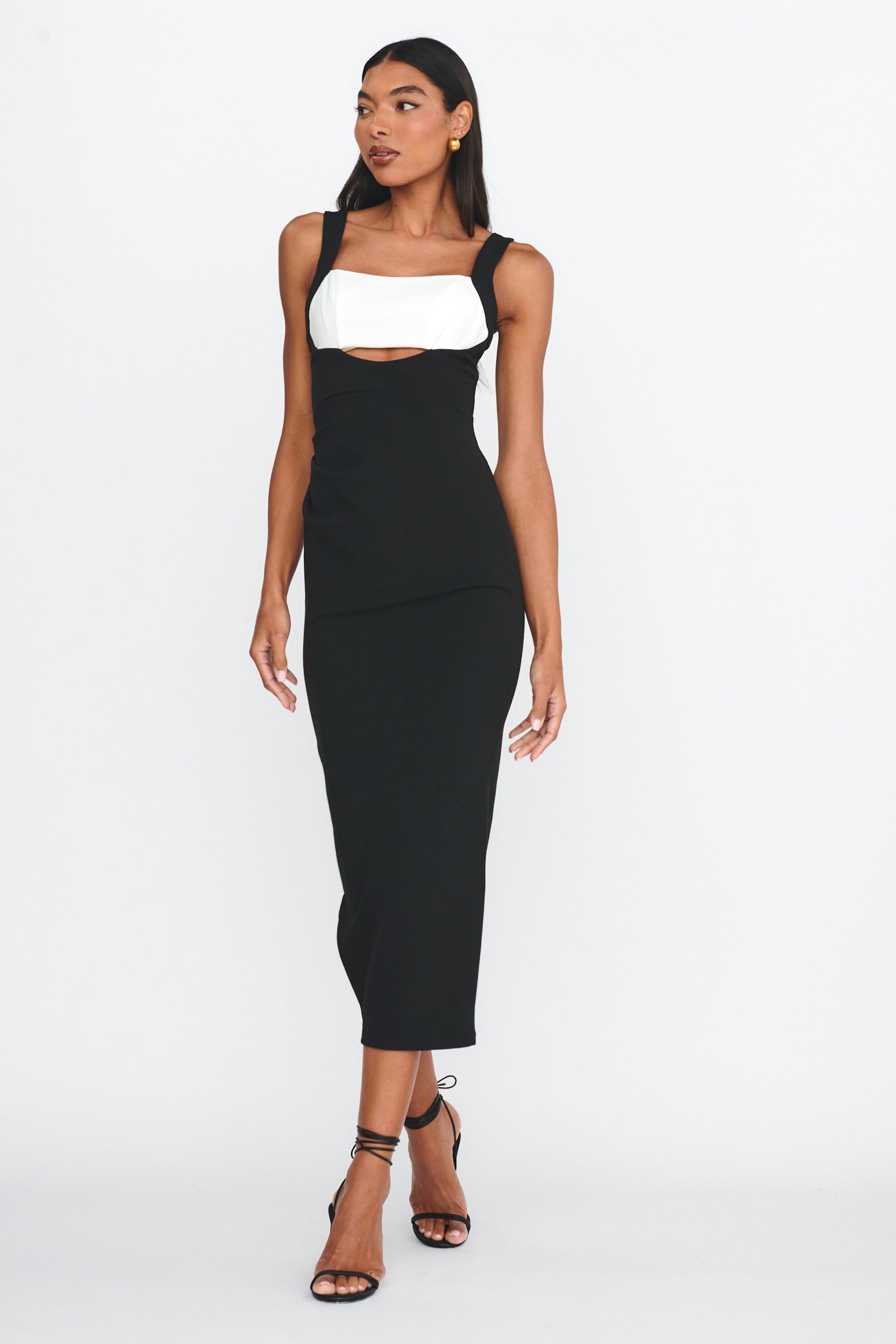Move Maker Cut-Out Midi Dress Black by Selfie Leslie Australia