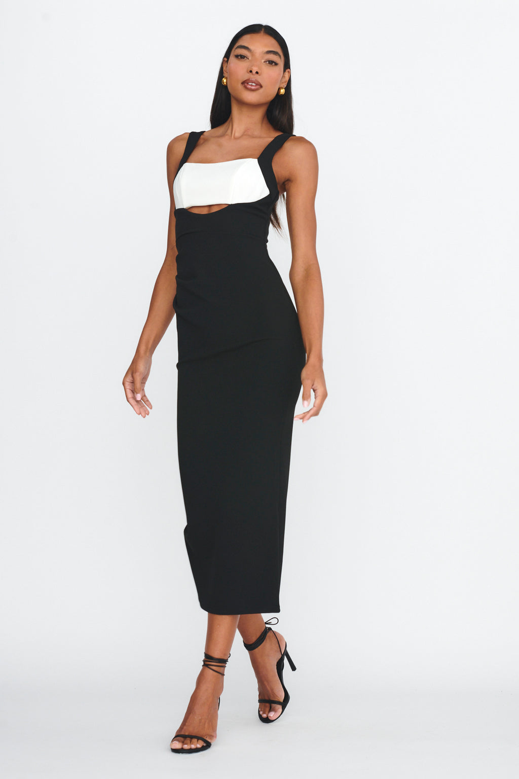 Move Maker Cut-Out Midi Dress Black by Selfie Leslie Australia