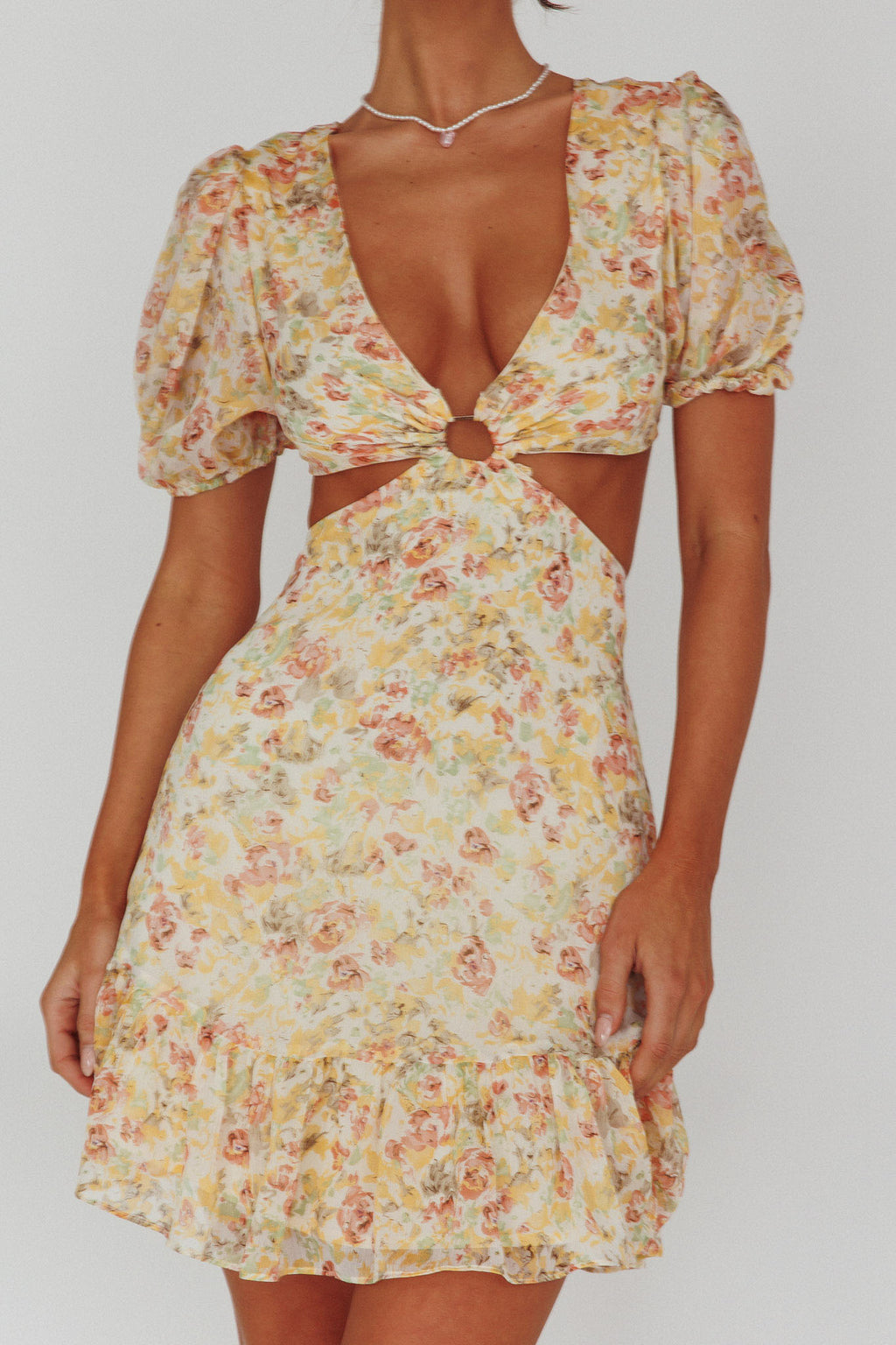 Graciele Laced Back Cut-Out Mini Dress Floral Orange by Selfie Leslie Australia