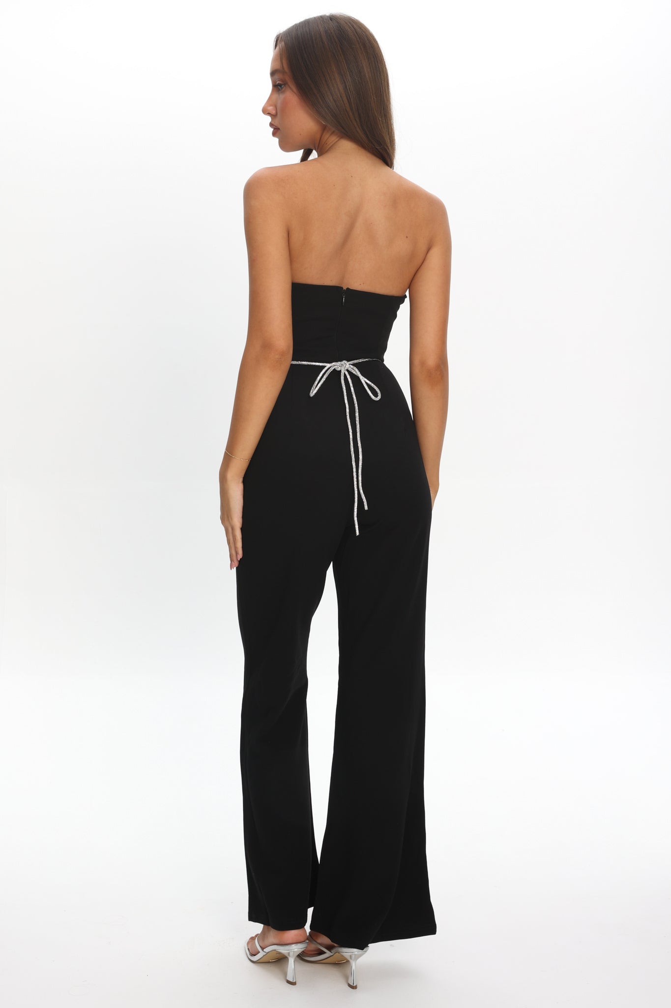 Nohemi Strapless Diamante Jumpsuit Black by Selfie Leslie Australia