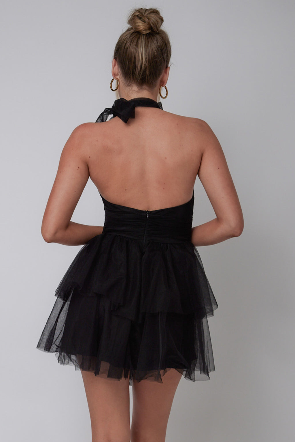 Andria Halterneck Tulle Mini Dress Black by Selfie Leslie Australia