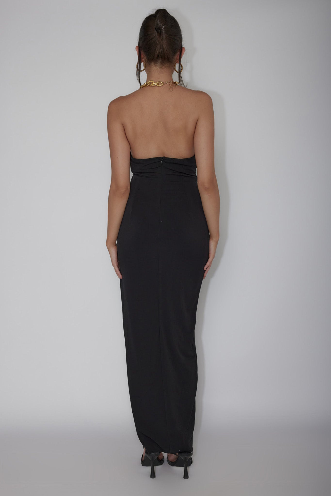 Slow Dance Chain Halter Midi Dress Black by Selfie Leslie Australia