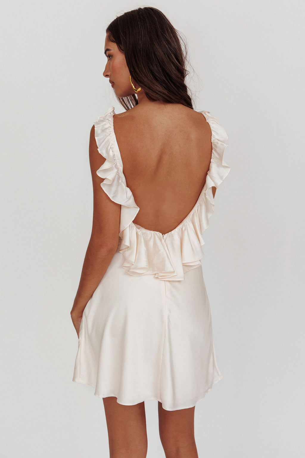 Alba Frill Trim Mini Dress Oyster by Selfie Leslie Australia