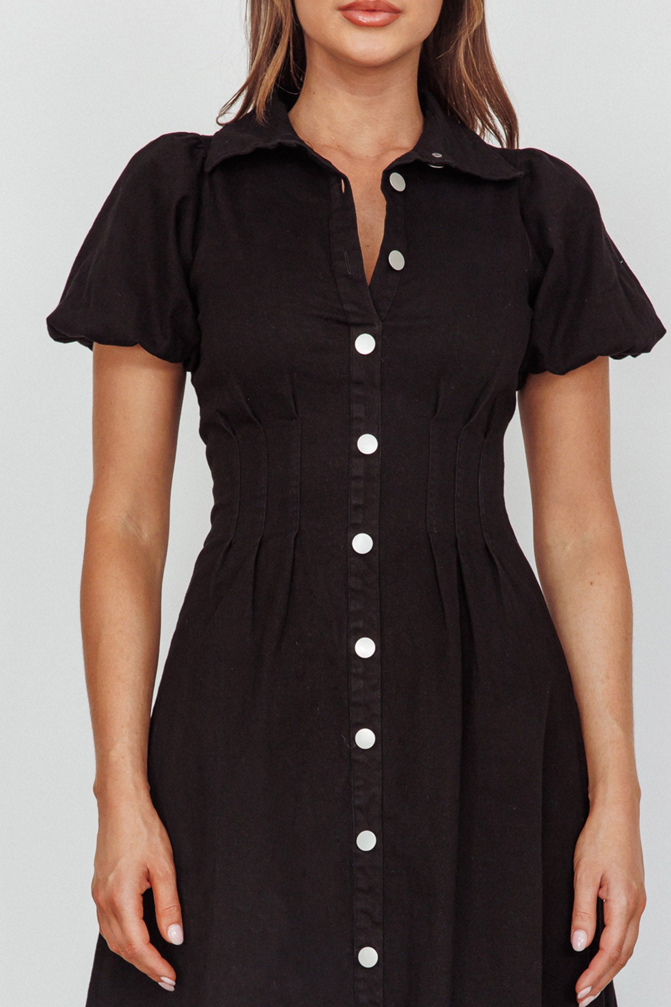 Zurich Pleated Waist Midi Dress Black by Selfie Leslie Australia