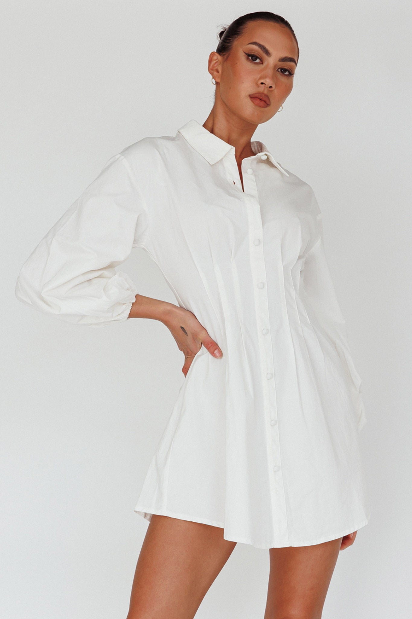 Zurich Long Sleeve Mini Dress White by Selfie Leslie Australia