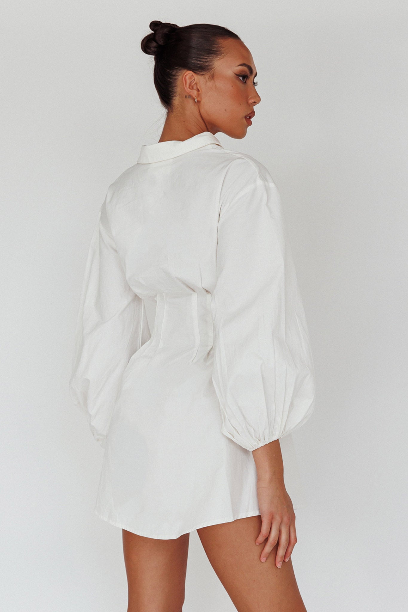 Zurich Long Sleeve Mini Dress White by Selfie Leslie Australia