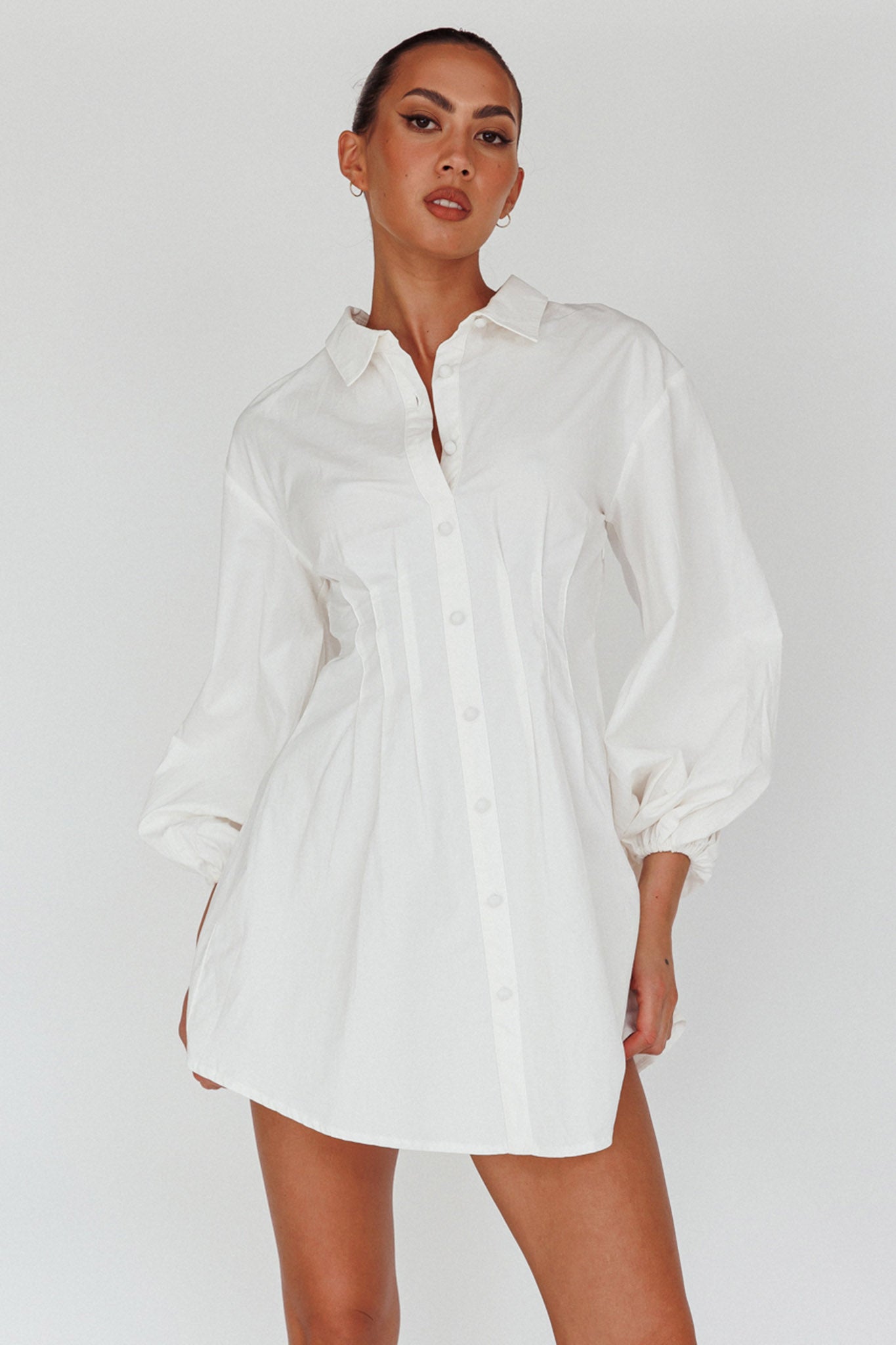 Zurich Long Sleeve Mini Dress White by Selfie Leslie Australia