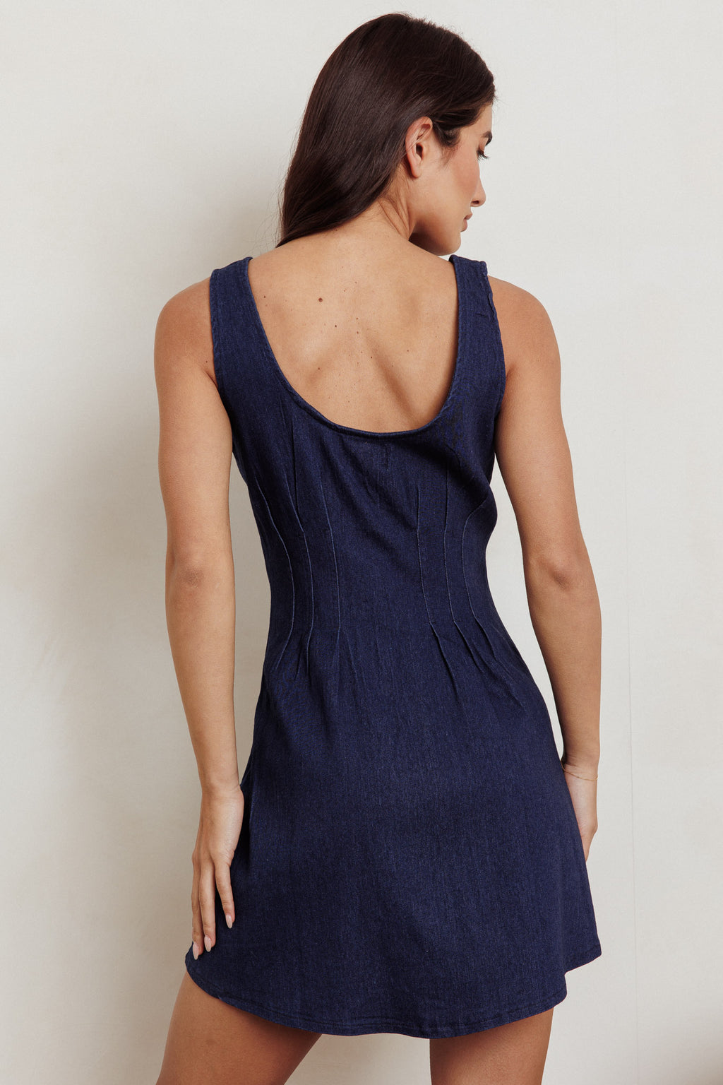 Zurich Sleeveless Denim Mini Dress Dark Blue by Selfie Leslie Australia