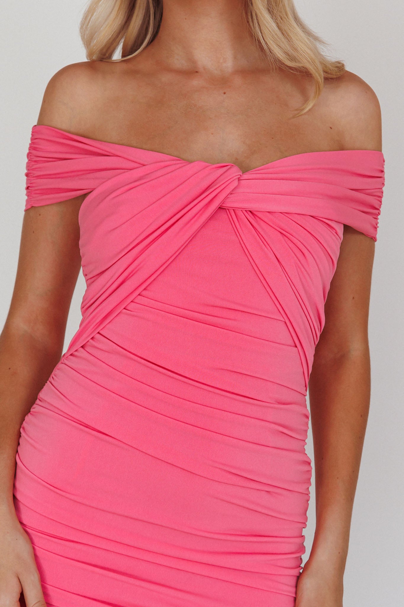 Maja Off-Shoulder Midi Dress Pink by Selfie Leslie Australia