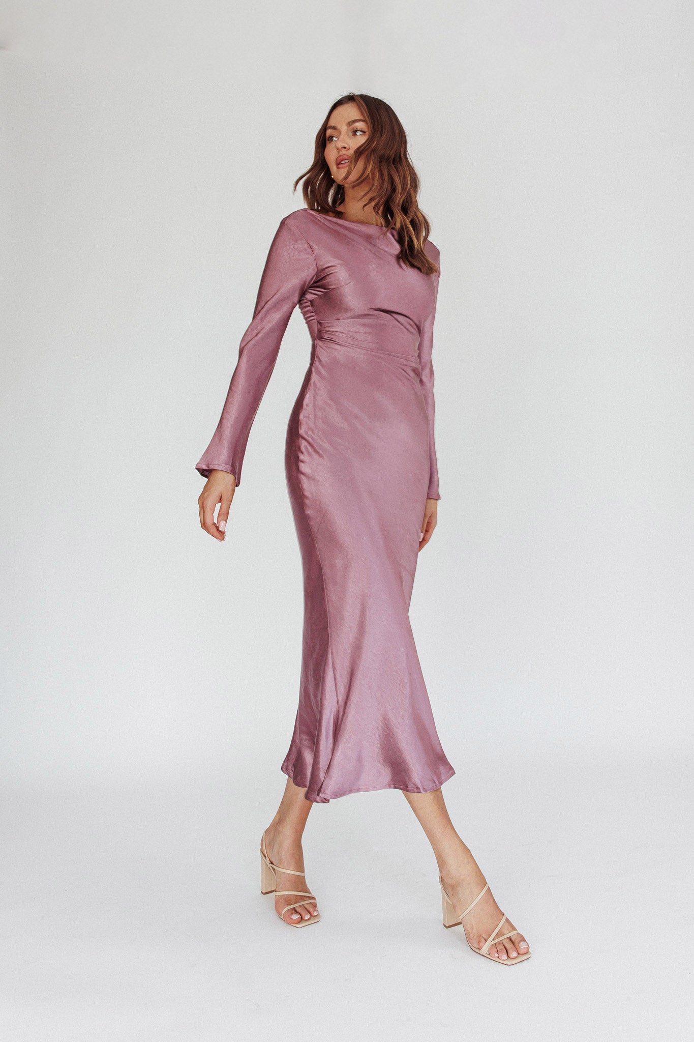 Loveland Cowl Back Midi Dress Grape by Selfie Leslie Australia