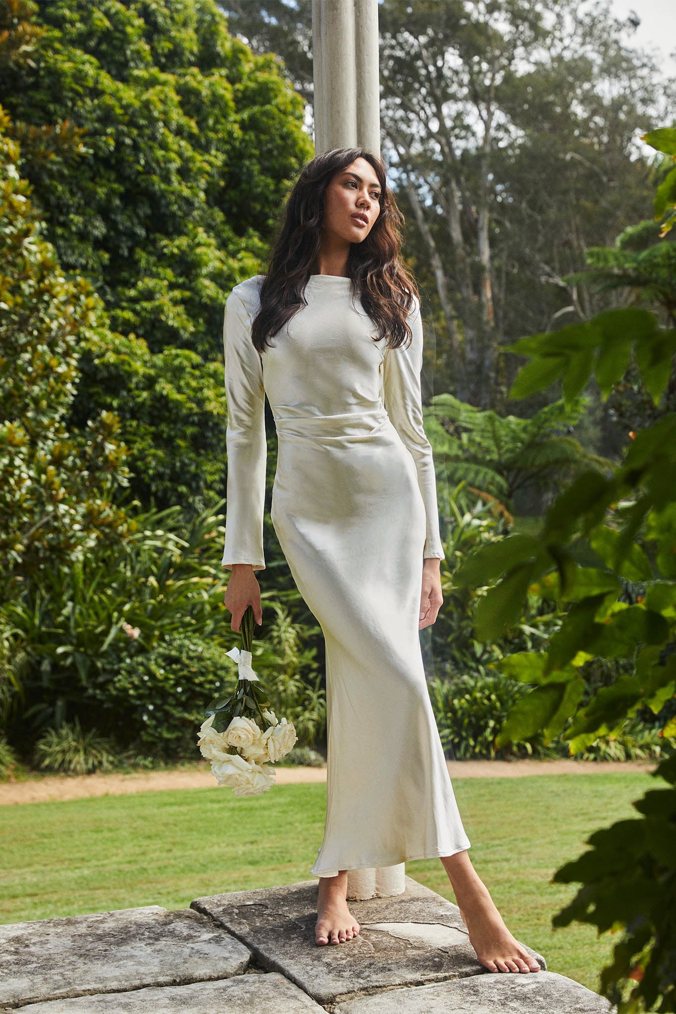 Loveland Cowl Back Midi Dress Oyster by Selfie Leslie Australia