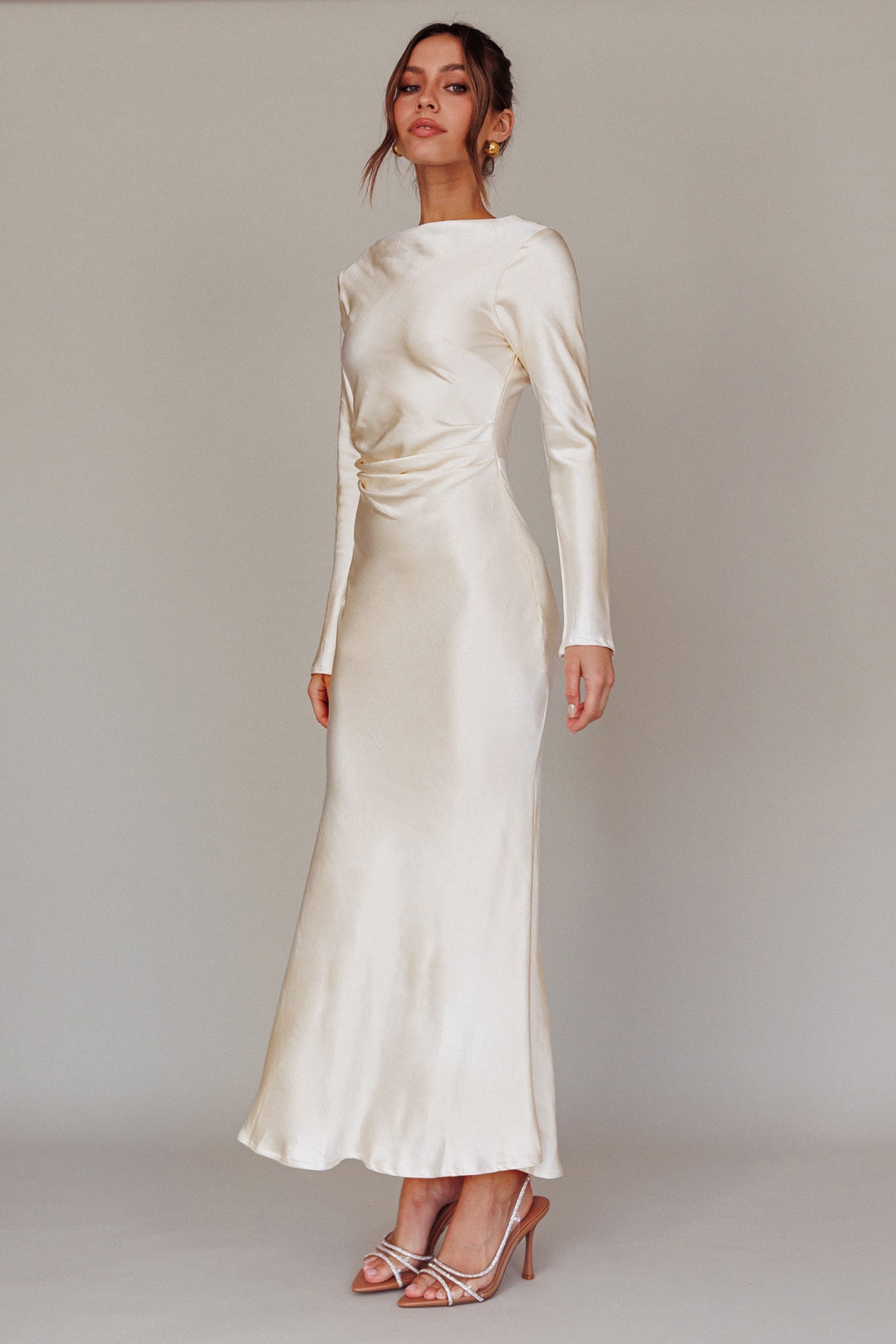 Loveland Cowl Back Midi Dress Oyster by Selfie Leslie Australia