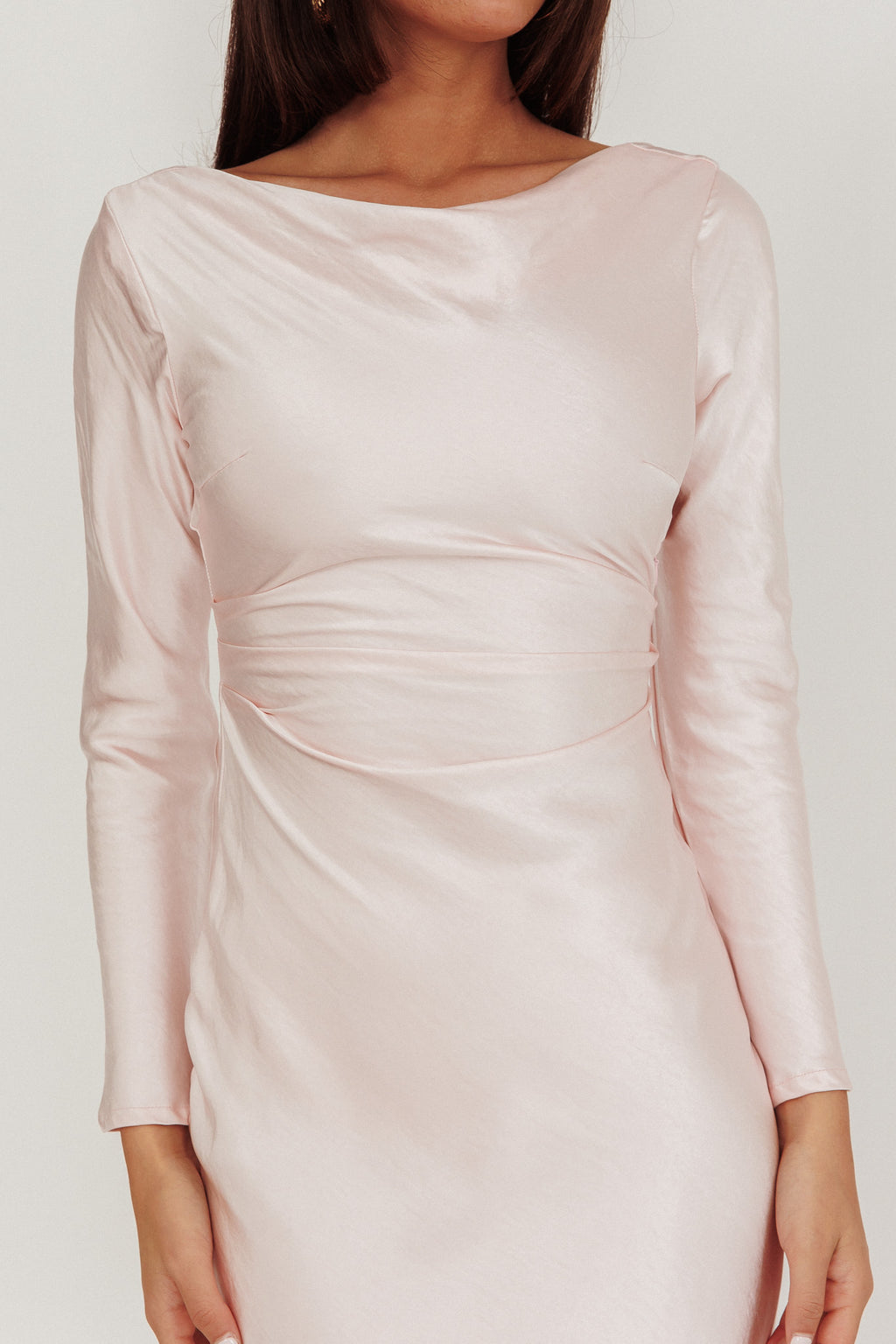 Loveland Cowl Back Midi Dress Baby Pink by Selfie Leslie Australia