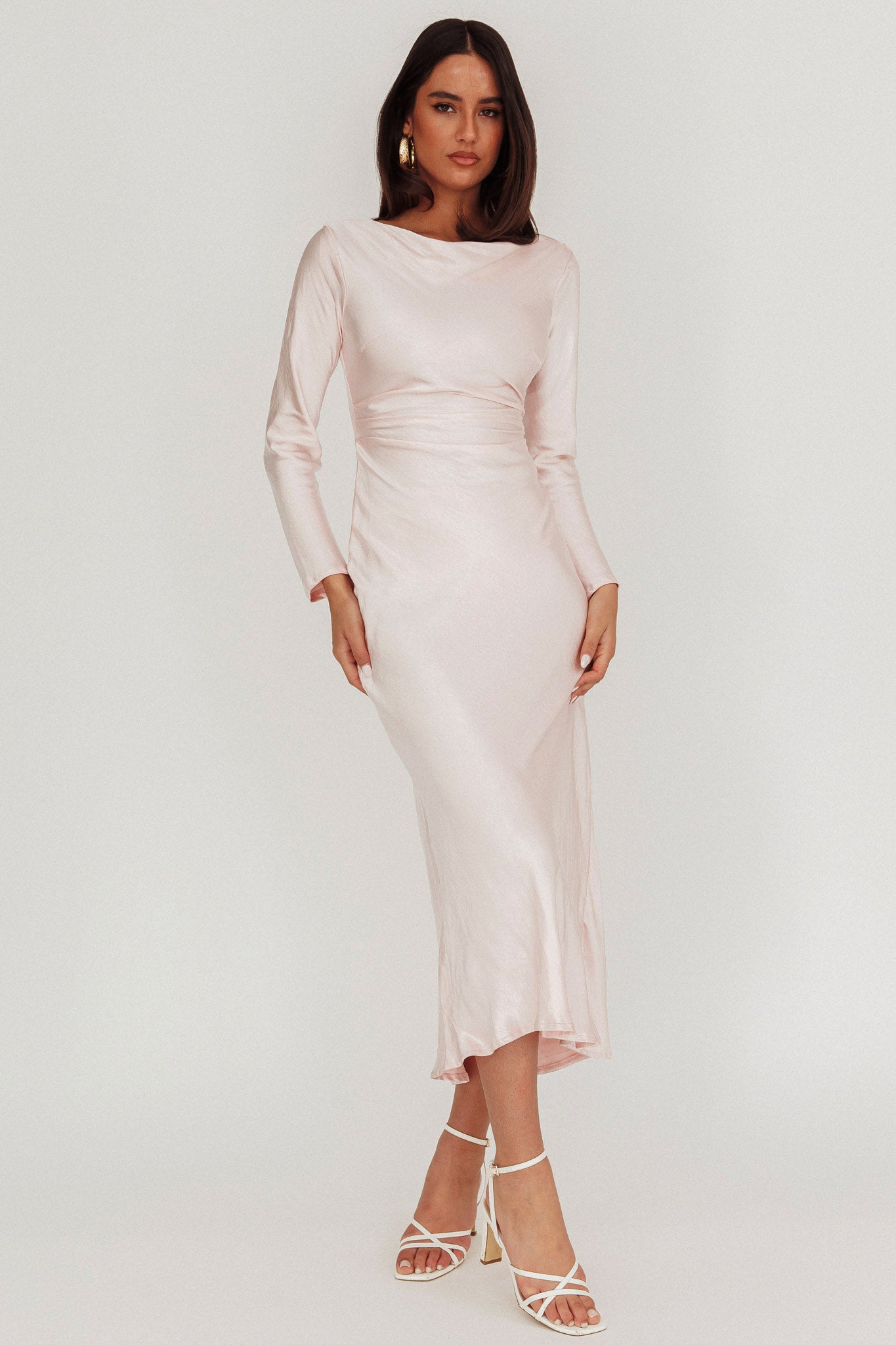 Loveland Cowl Back Midi Dress Baby Pink by Selfie Leslie Australia