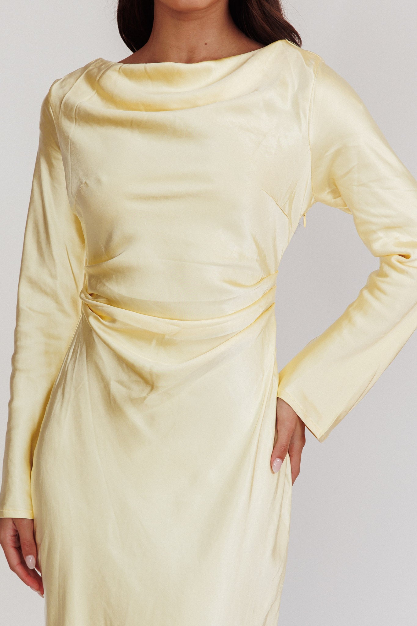 Loveland Cowl Back Midi Dress Butter by Selfie Leslie Australia