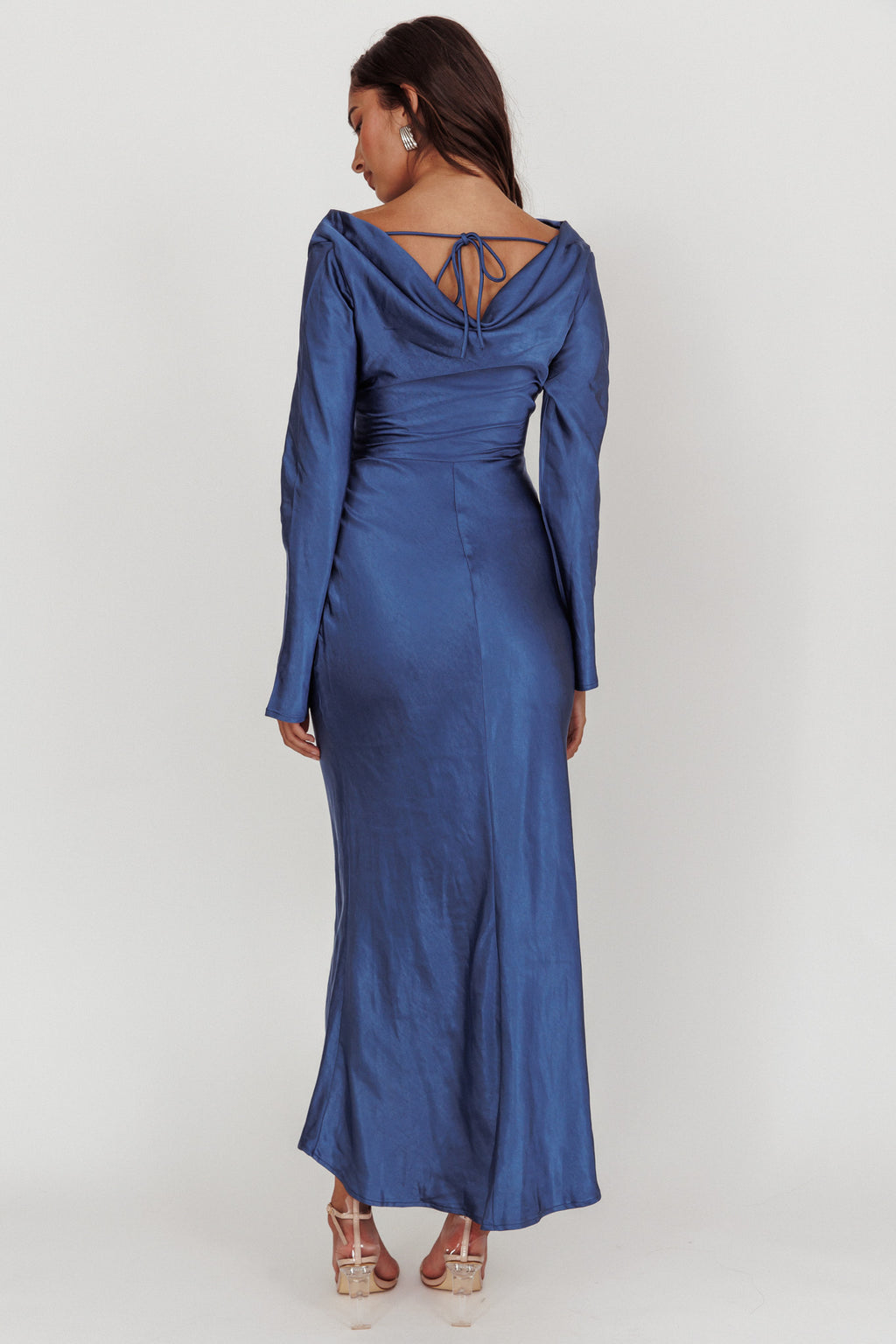 Loveland Cowl Back Midi Dress Navy by Selfie Leslie Australia