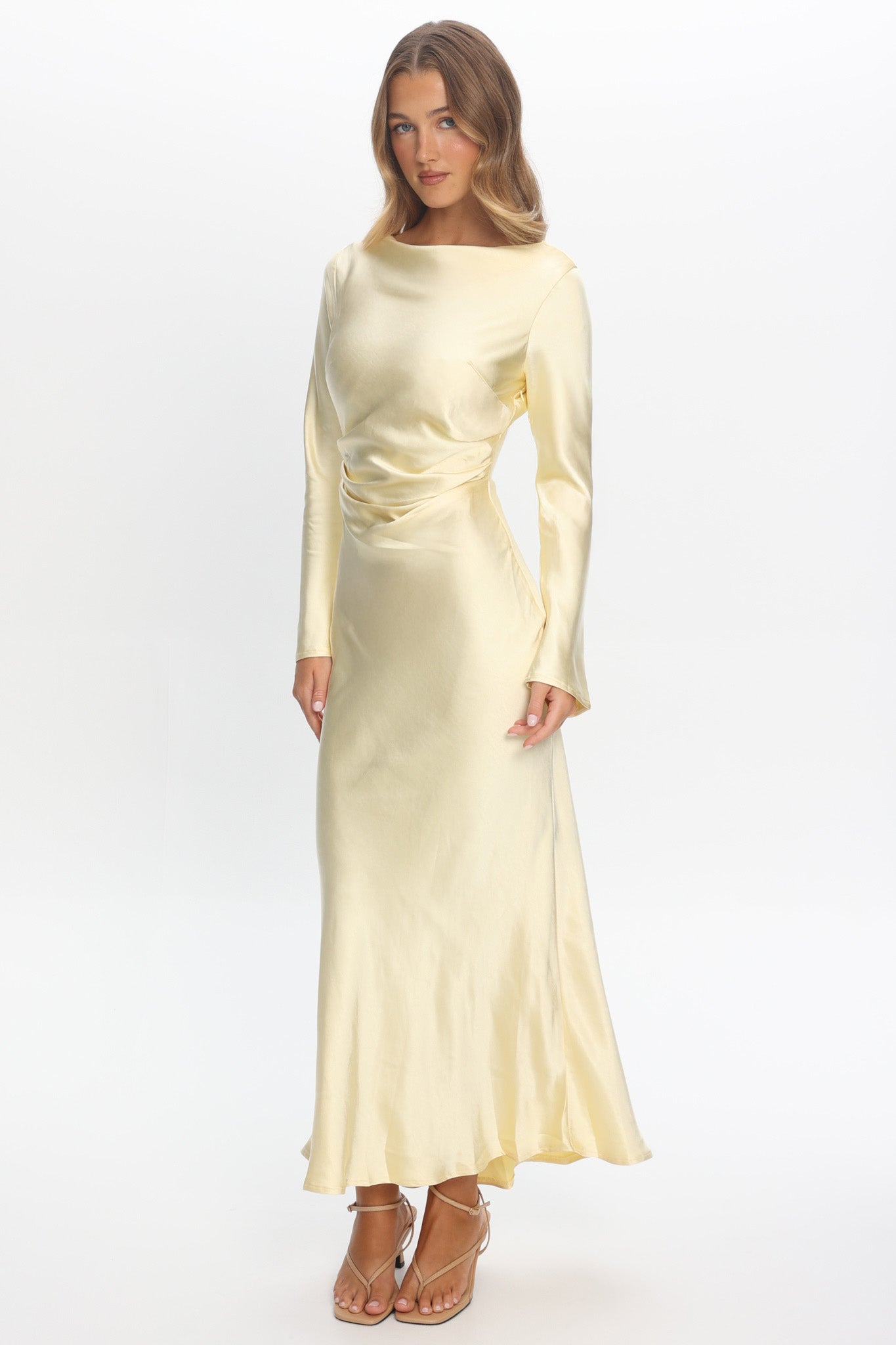 Loveland Cowl Back Midi Dress Butter by Selfie Leslie Australia