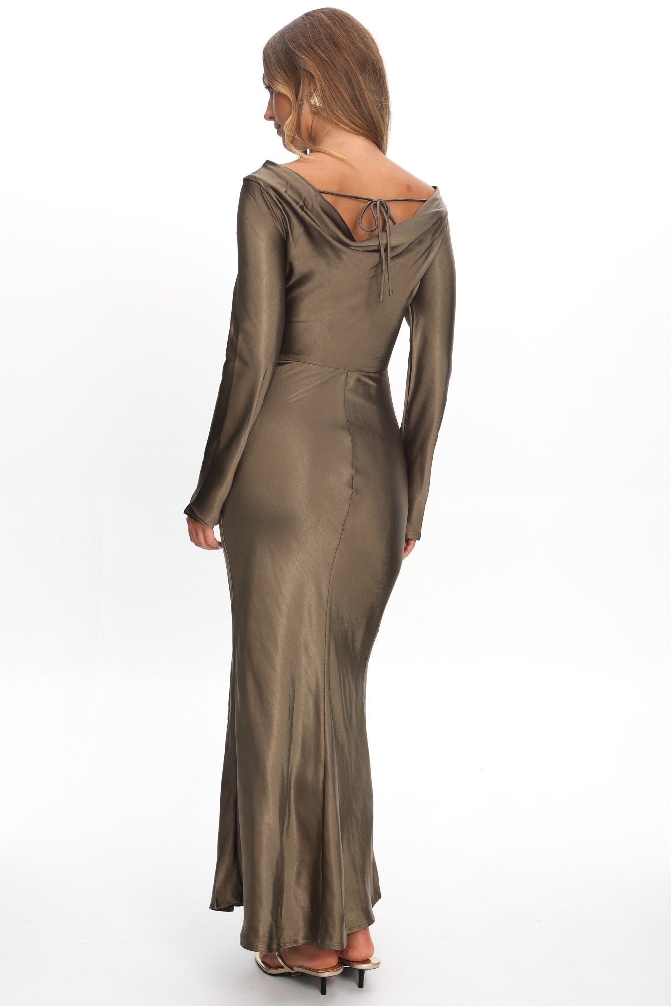 Loveland Cowl Back Midi Dress Olive by Selfie Leslie Australia