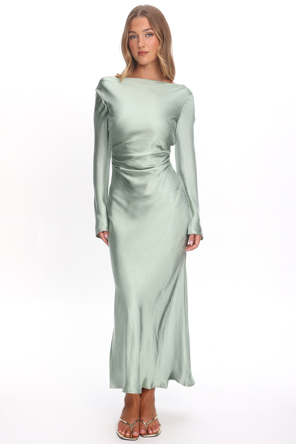 Loveland Cowl Back Midi Dress Sage by Selfie Leslie Australia